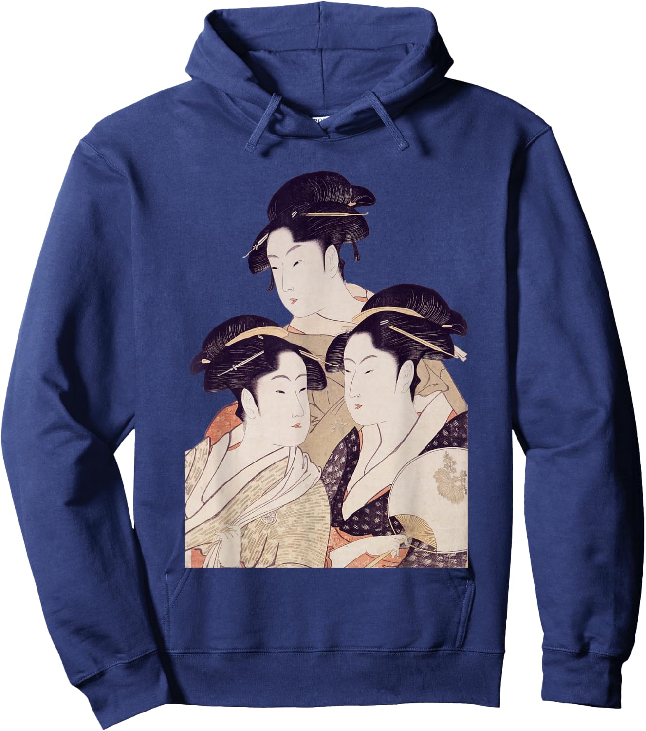 Edo Japan Geisha, Japanese Woodblock Hoodie - Hoodie | Navy