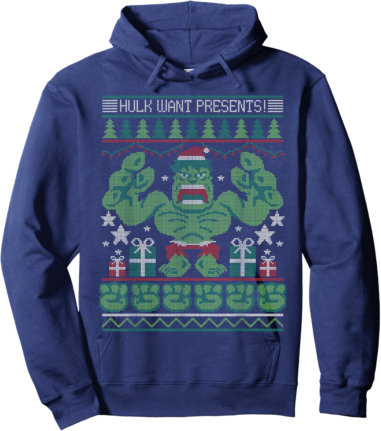 Marvel Hulk Wants Presents Holiday Sweater Hoodie - Hoodie | Navy