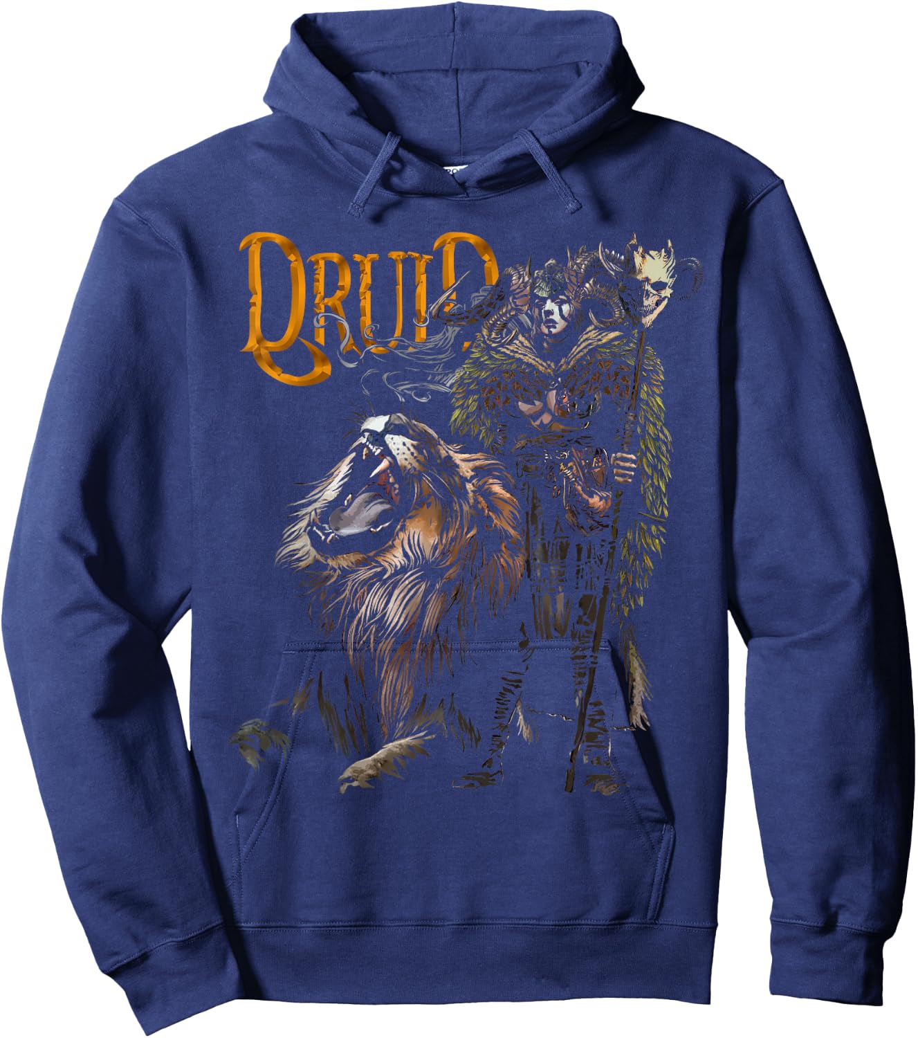 Druid with Lion D20 Fantasy Tabletop RPG Roleplaying Gamer Hoodie - Hoodie | Navy