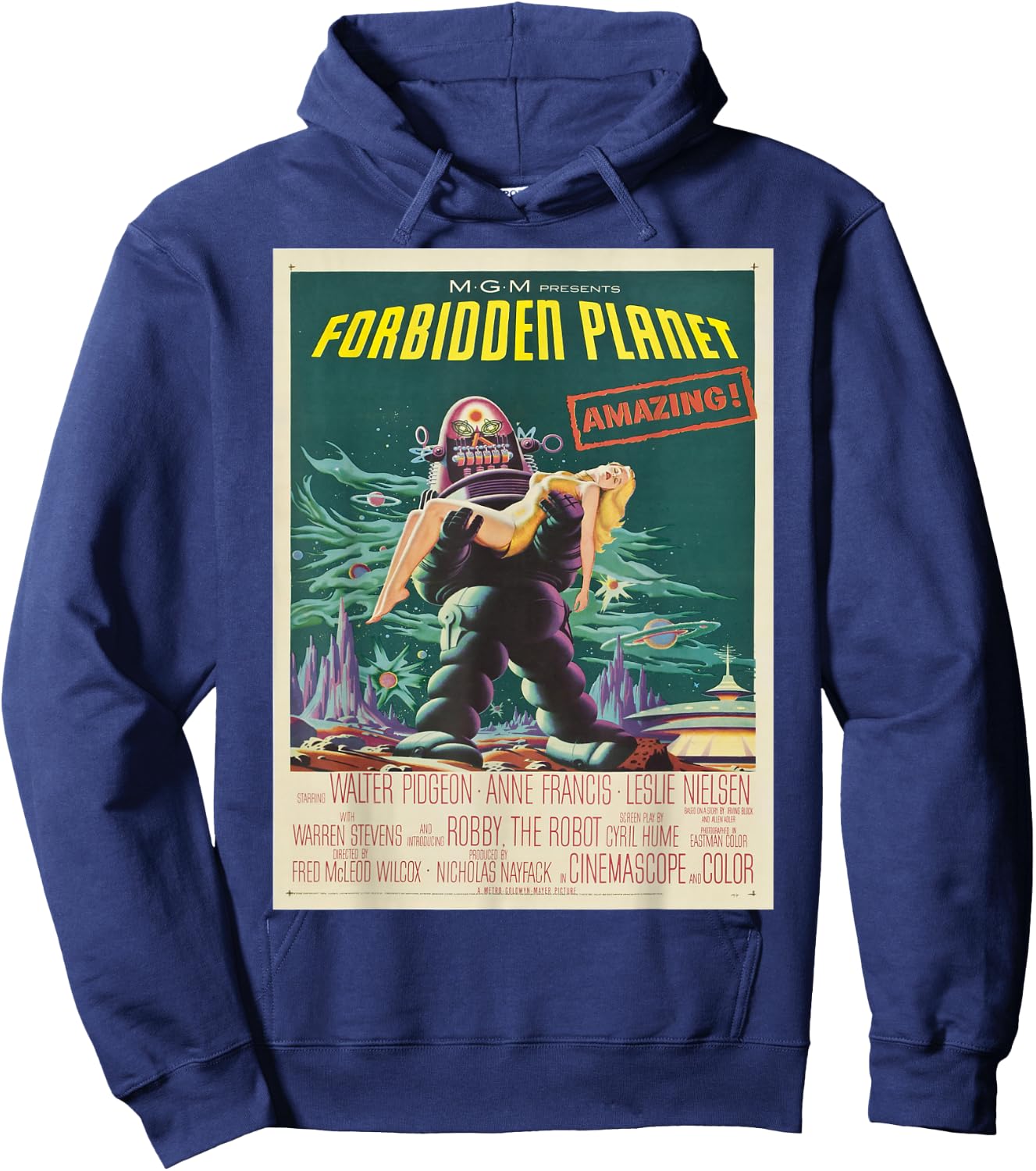 Vintage Images Forbidden Planet - Women's Classic Fit Black Cartoon - Small Hoodie - Hoodie | Navy