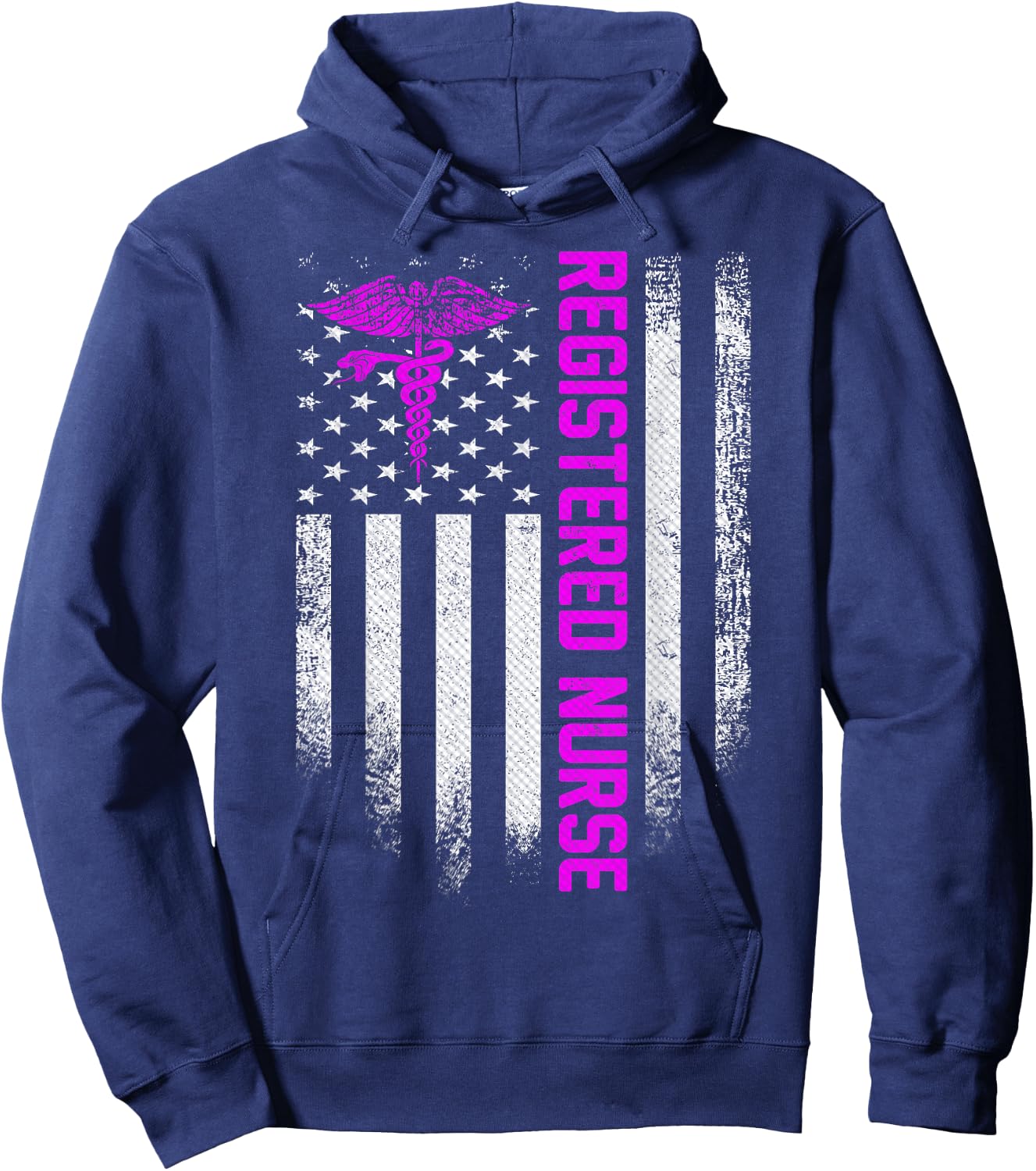 Vintage USA RN Registered Nurse American Flag Small Hoodie - Hoodie | Navy
