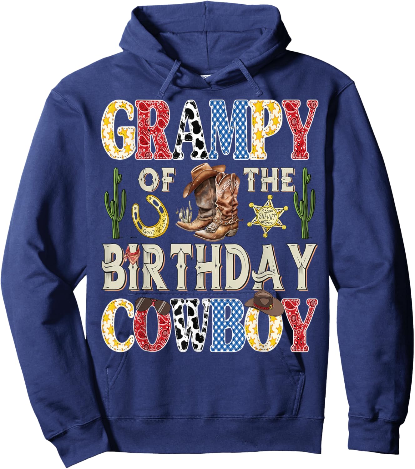 Grampy of The Birthday Cowboy Western Rodeo Grampy Hoodie - Hoodie | Navy