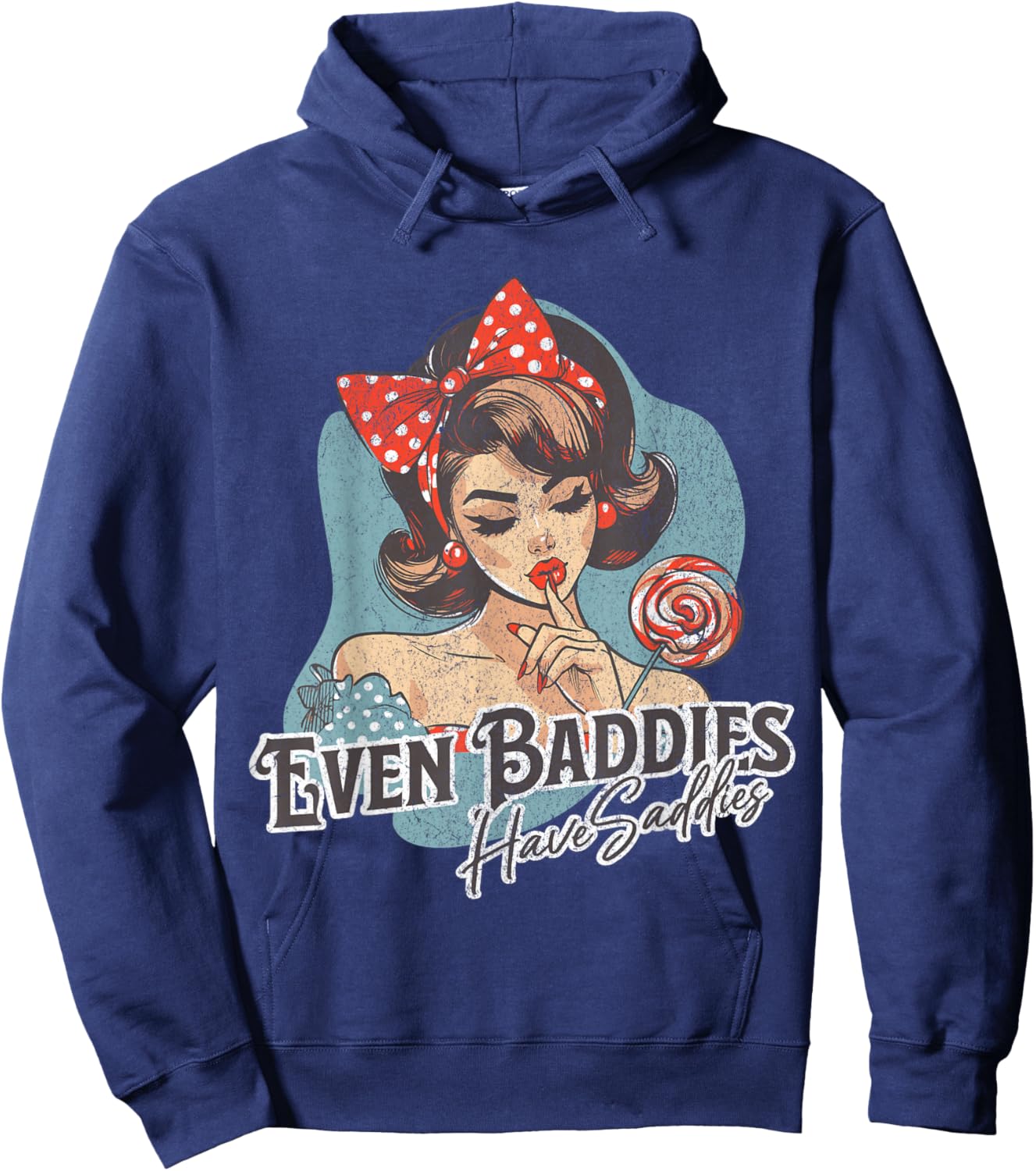 Even Baddies Get Saddies Retro Hoodie - Hoodie | Navy