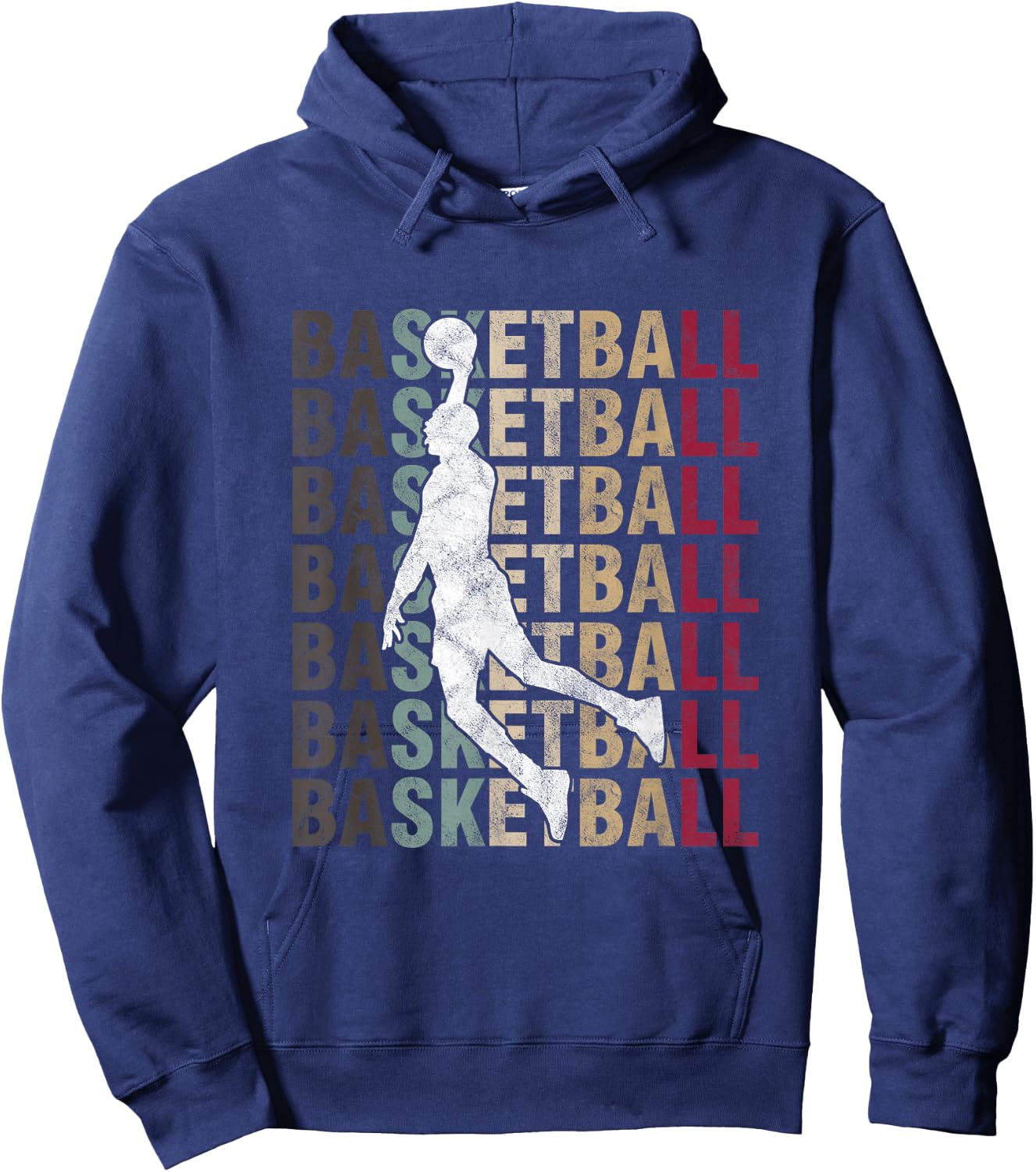 Retro Basketball Typography BBall Player Sports Hoodie - Hoodie | Navy
