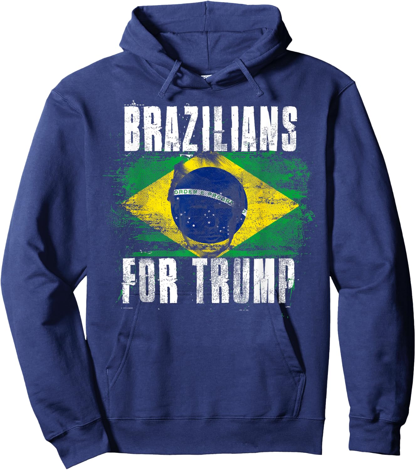 Brazilians For Trump - American and Brazil Patriotic Women Kids Men Hoodie - Hoodie | Navy
