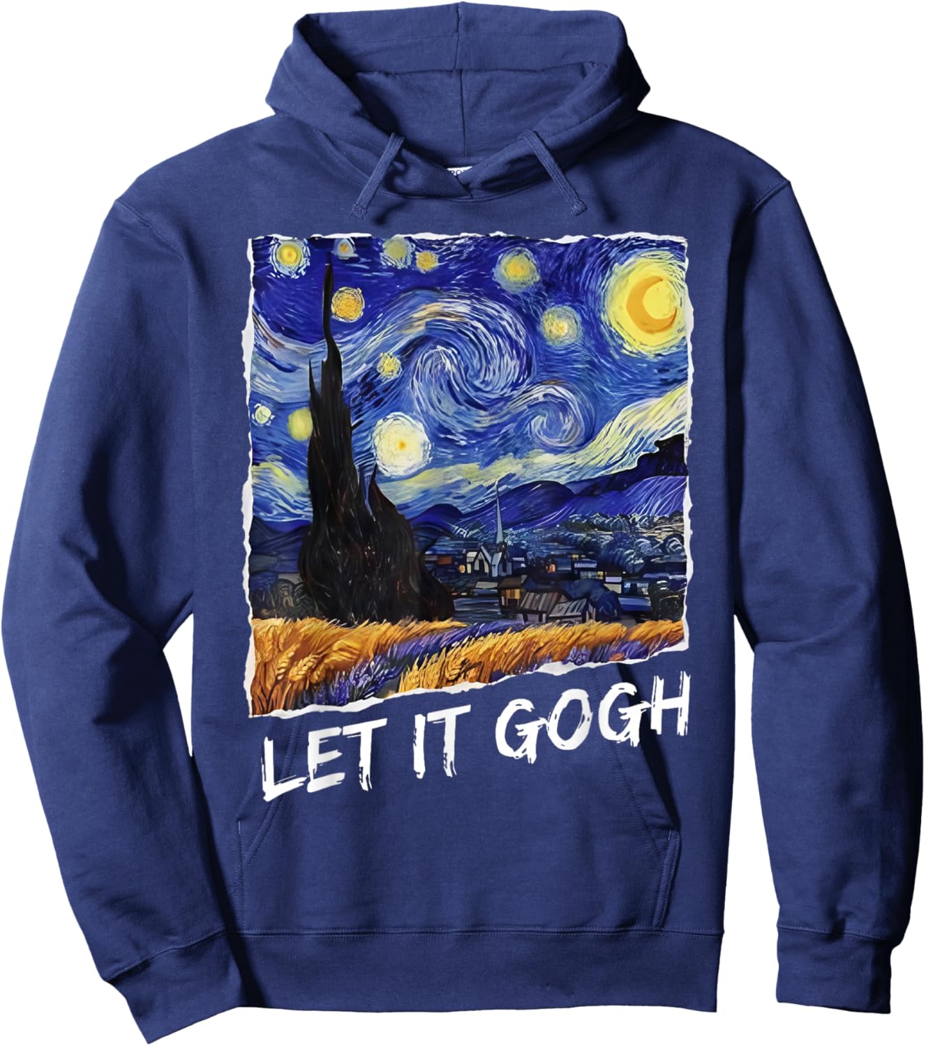 Let it Gogh Funny Vincent Van Gogh Starry Night Design Hoodie - Hoodie | Navy