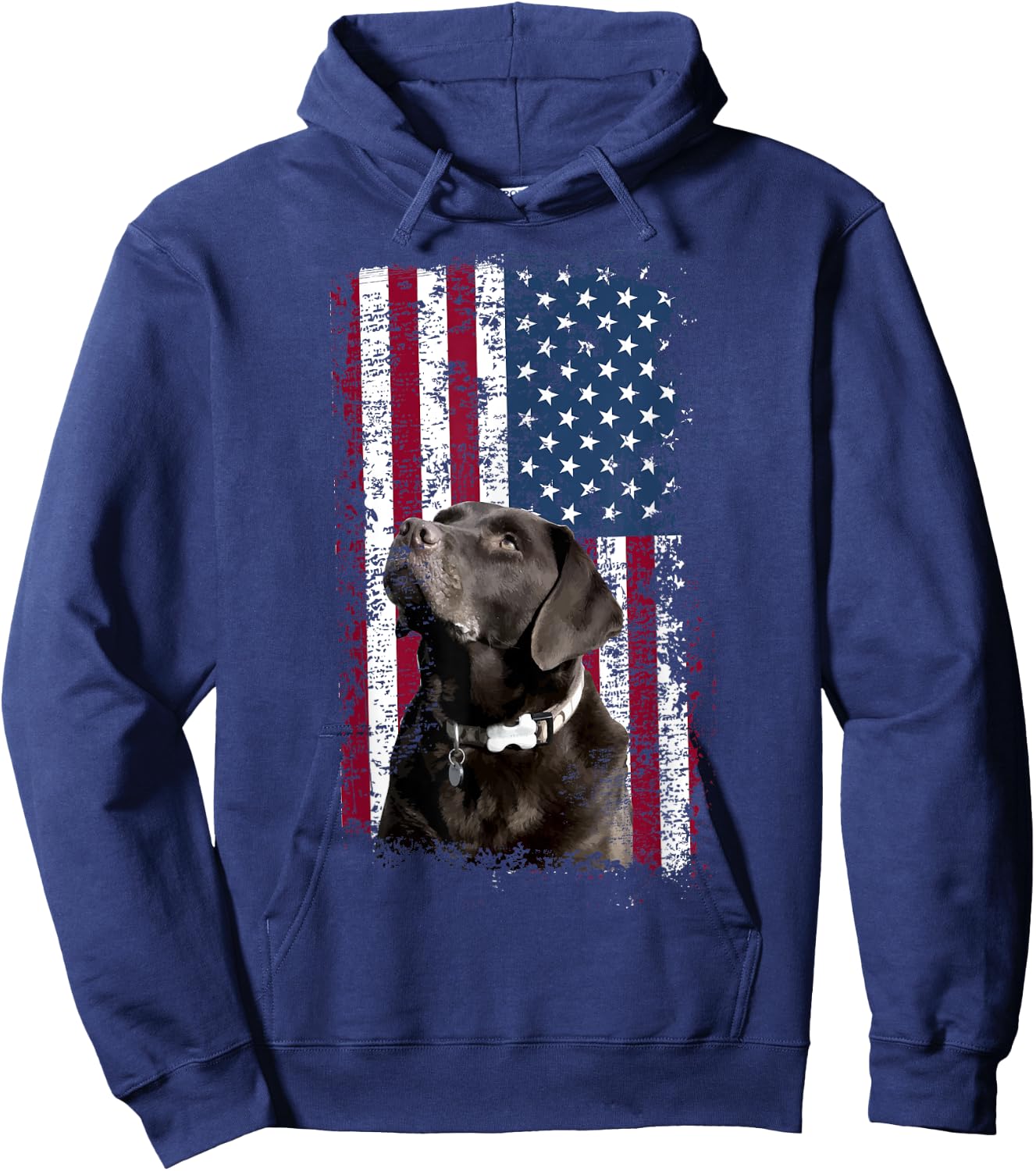 Patriotic USA Flag Black Labrador for Lab Owners Hoodie - Hoodie | Navy