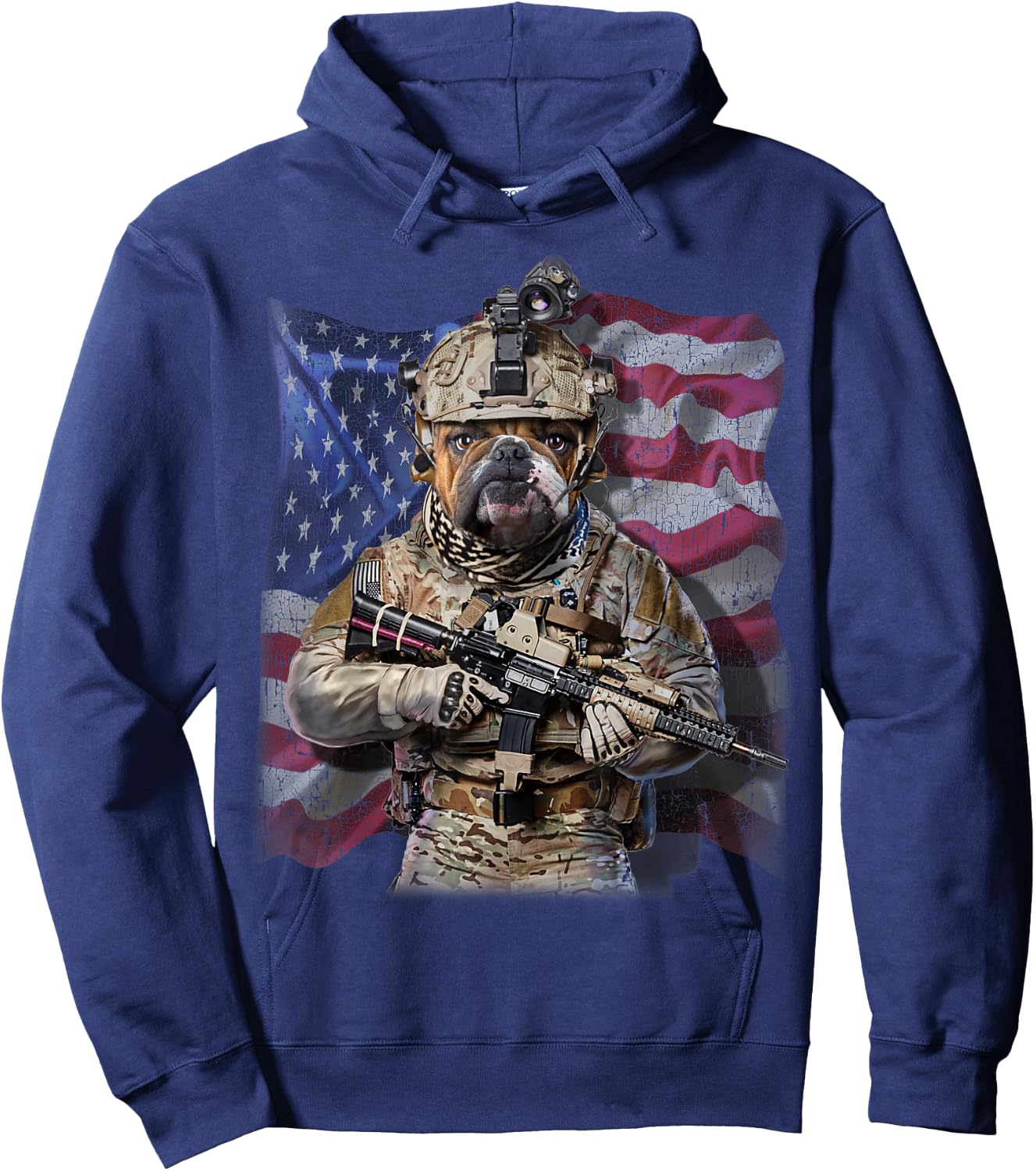 USA America Patriot Bull Dog as Army Commando Hoodie - Hoodie | Navy
