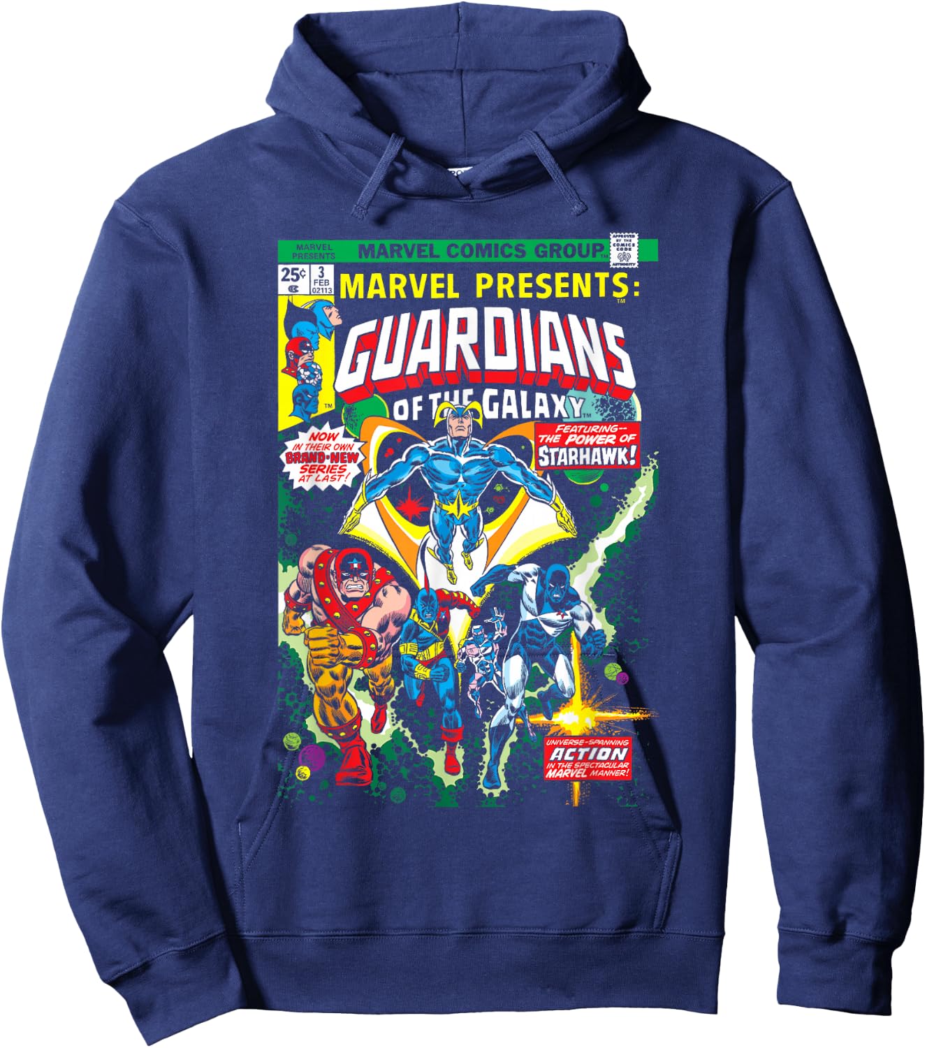 Marvel Guardians of The Galaxy Retro Comic Cover Hoodie - Hoodie | Navy