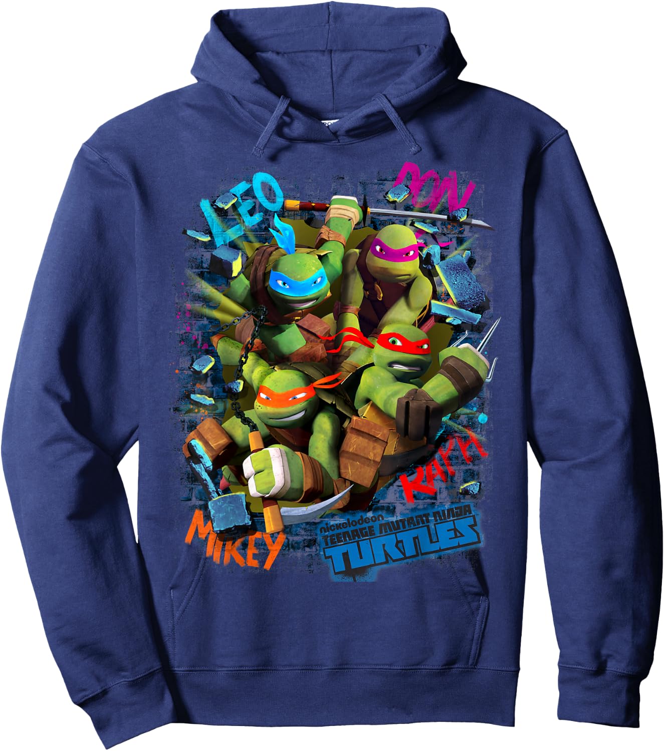 Teenage Mutant Ninja Turtles Graffiti Style Graphic Hoodie - Hoodie | Navy