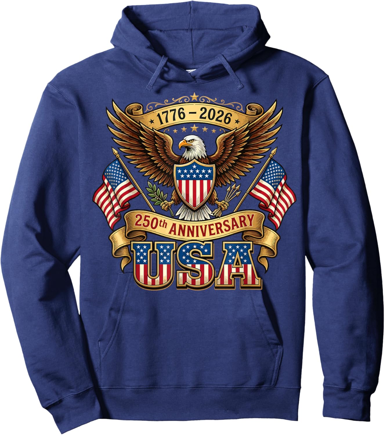 250th Anniversary USA Flag 250 Years American 4th of July Hoodie - Hoodie | Navy