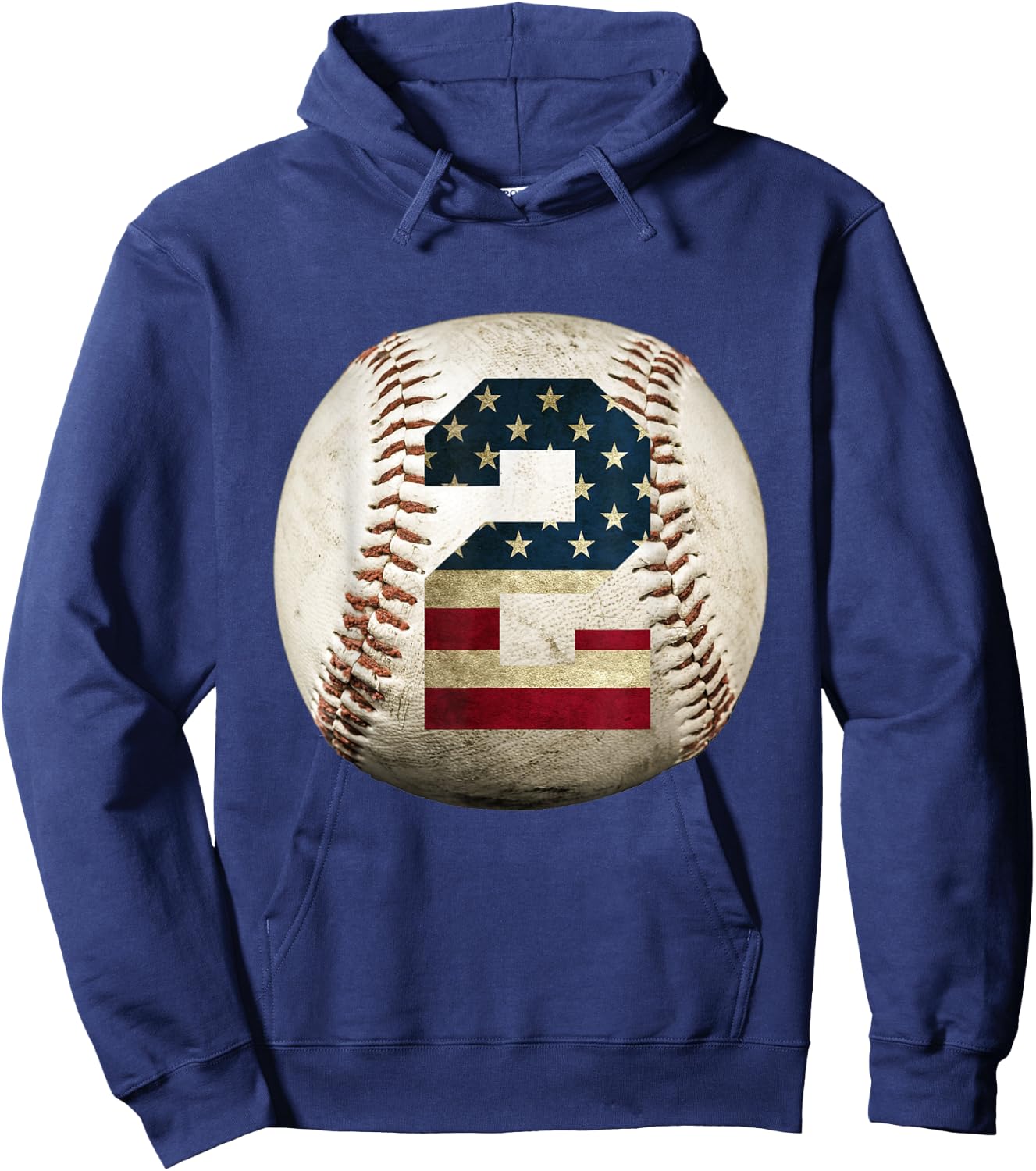 Baseball number 2 with American USA flag Hoodie - Hoodie | Navy