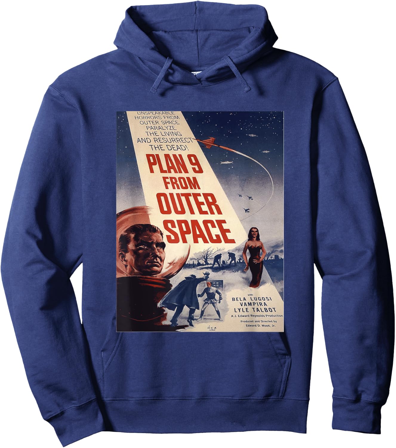 PLAN 9 FROM OUTER SPACE Sci-fi Sience Vintage Poster B Movie Hoodie - Hoodie | Navy