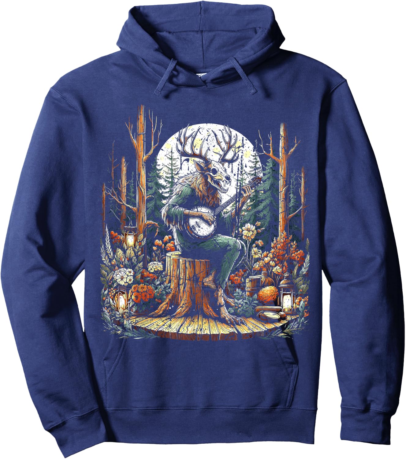 Vintage Wendigo Cryptid Camping Hoodie - Hoodie | Navy