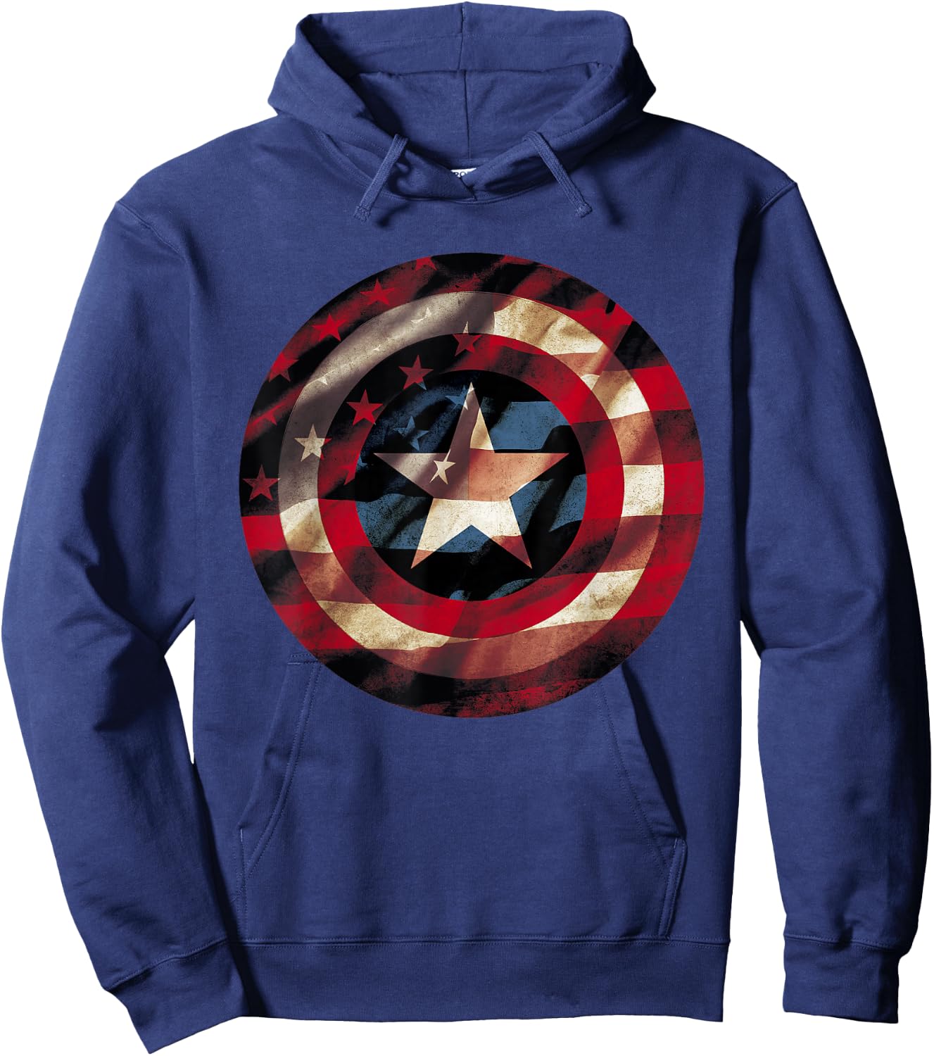 Marvel Comics Captain America Graphic Flag Fill Shield Hoodie - Hoodie | Navy