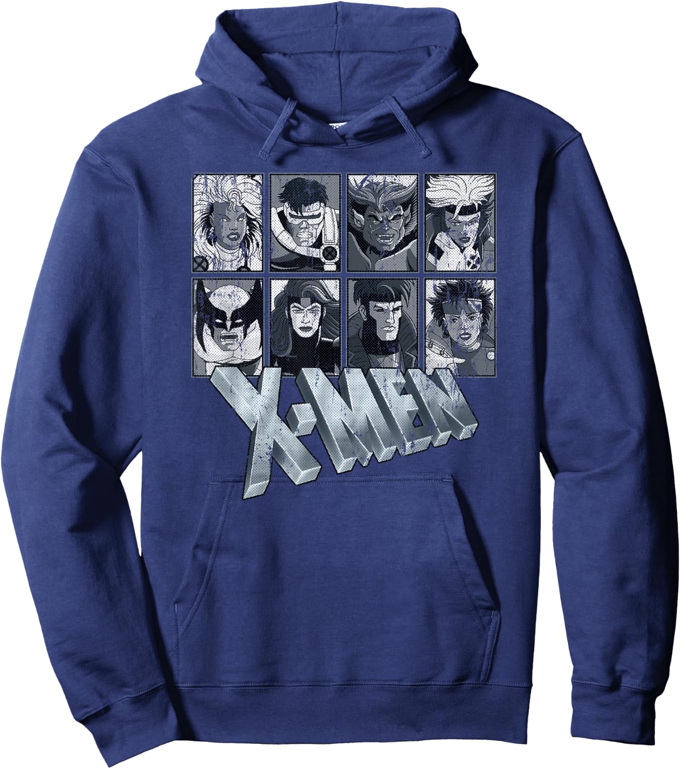 Marvel X-Men Animated Series Halftone Retro 90s Hoodie - Hoodie | Navy
