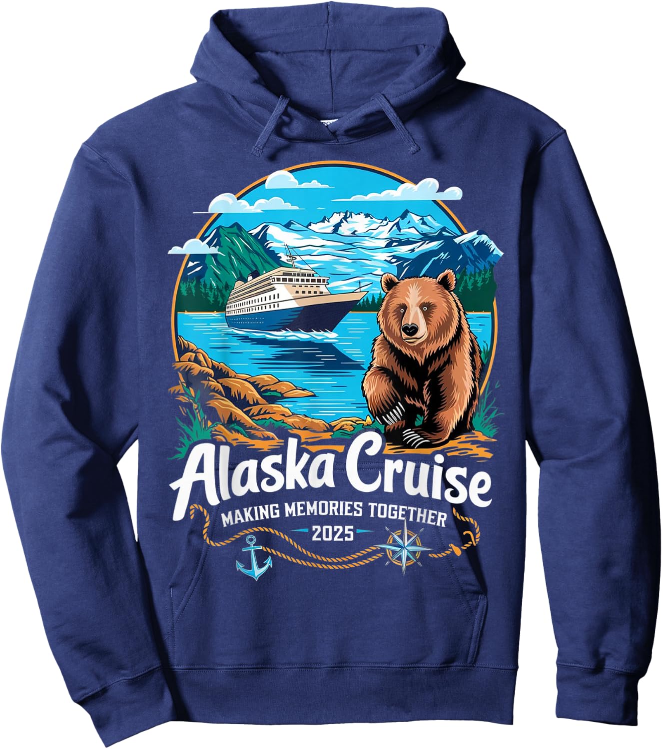 Matching Family Friends and Group Alaskan Alaska Cruise 2025 Hoodie - Hoodie | Navy