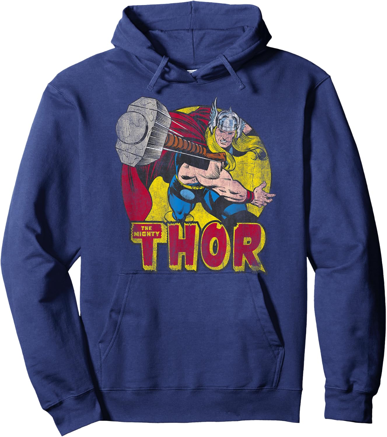 Marvel Mighty Thor Hammer Throw Vintage Graphic C1 Hoodie - Hoodie | Navy