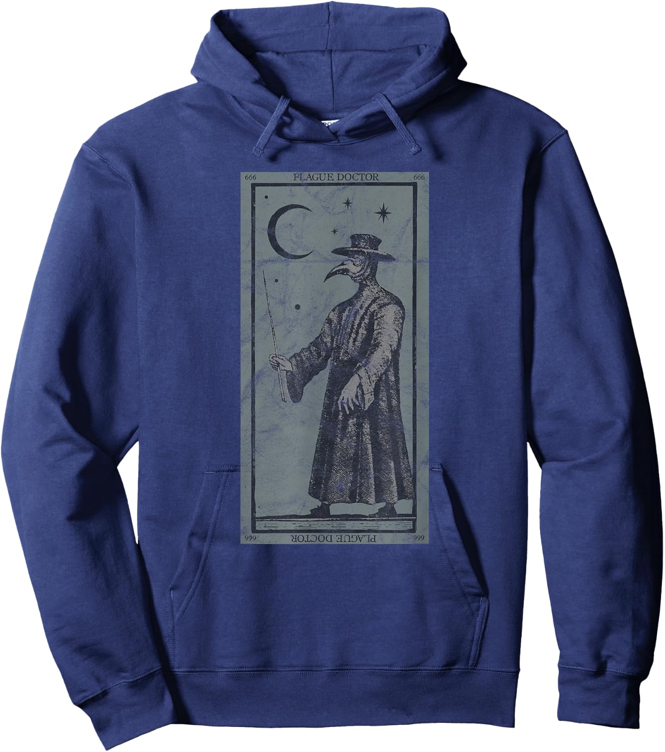 Occult Plague Doctor Tarot Card Black Death Baphomet Devil Hoodie - Hoodie | Navy