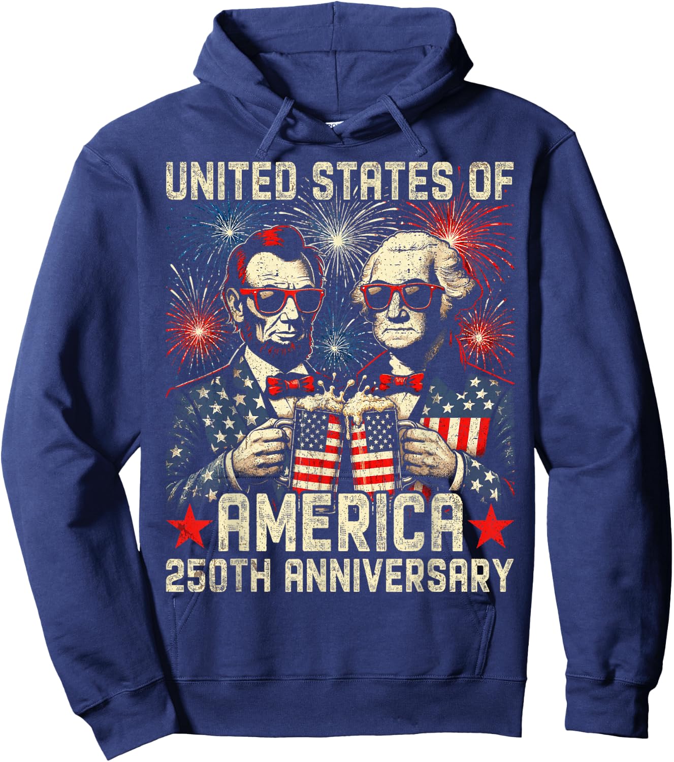 George Washington Lincoln Drinking Beer Abe Lincoln 250th Hoodie - Hoodie | Navy