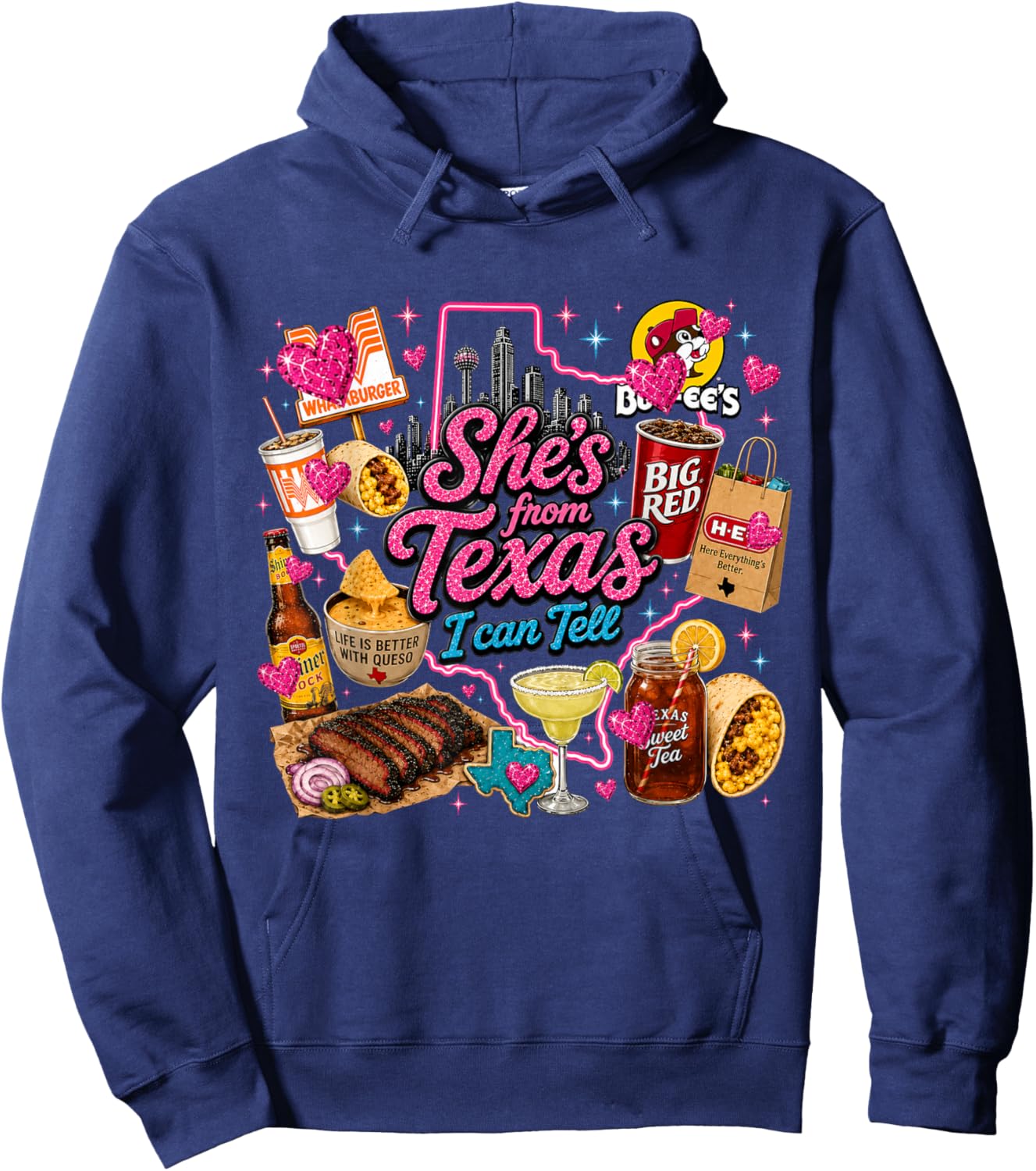 Shes from Texas I Can Tell State Pride Women Hoodie - Hoodie | Navy