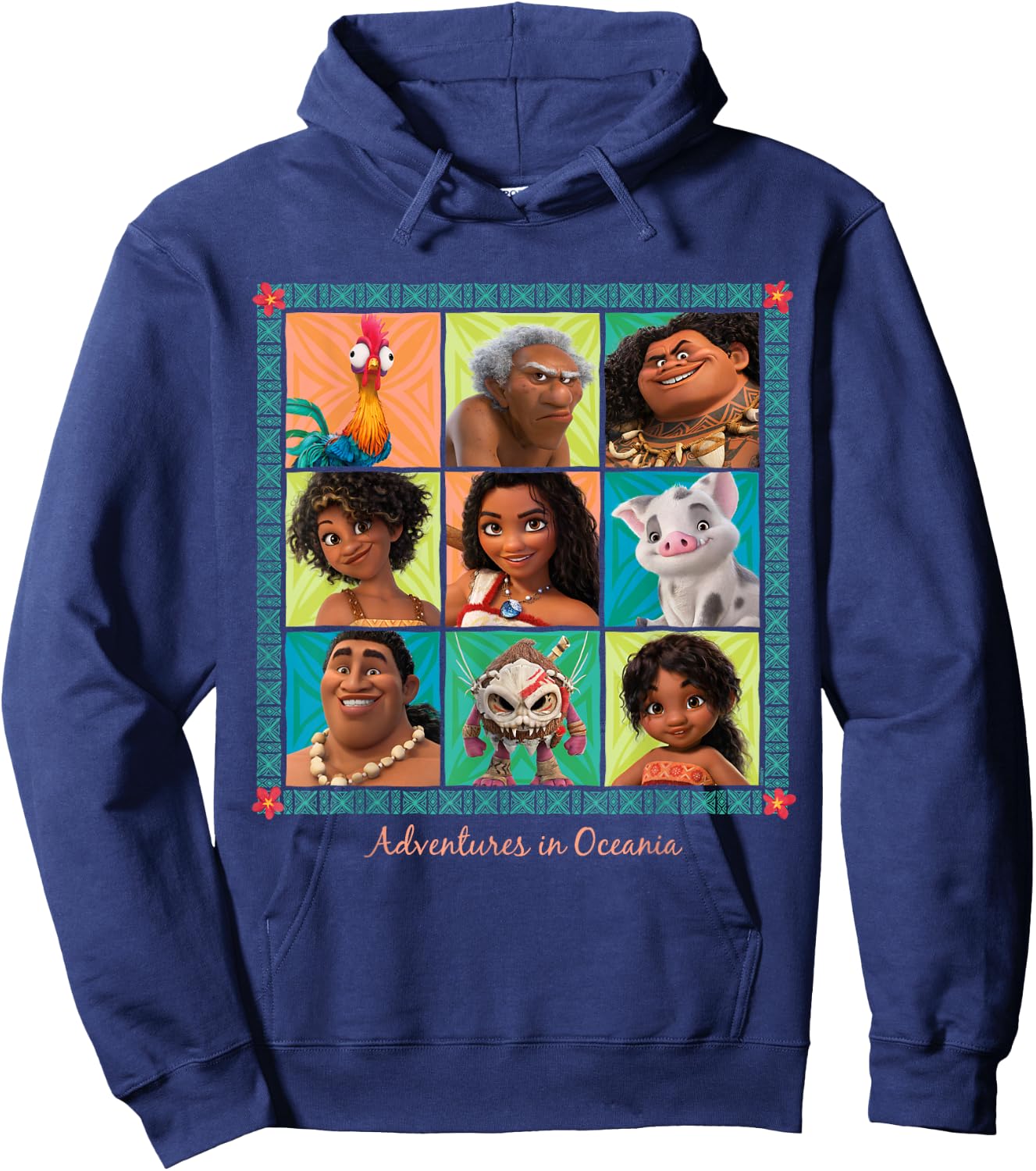 Disney Moana 2 Hero Character Grid Adventures in Oceania Hoodie - Hoodie | Navy