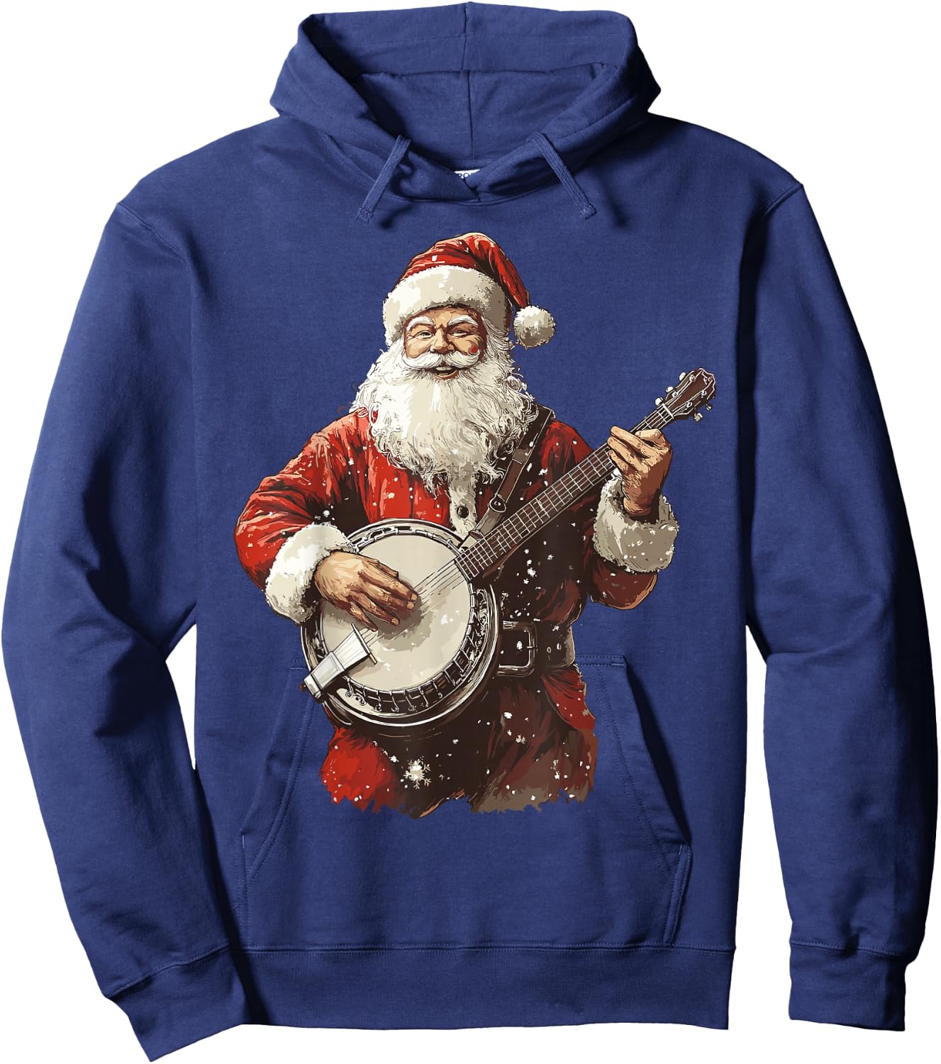 Santa Playing Banjo Funny Bluegrass Banjo Player Christmas Hoodie - Hoodie | Navy