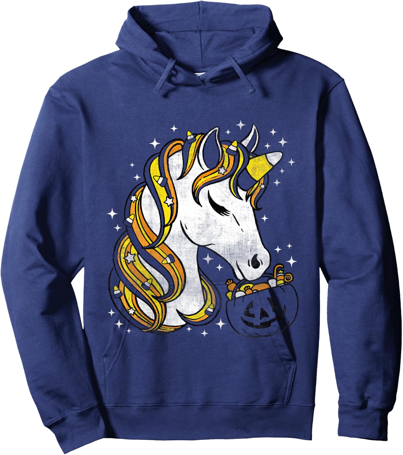Kids Cute Candy Corn Unicorn Halloween Hoodie - Hoodie | Navy