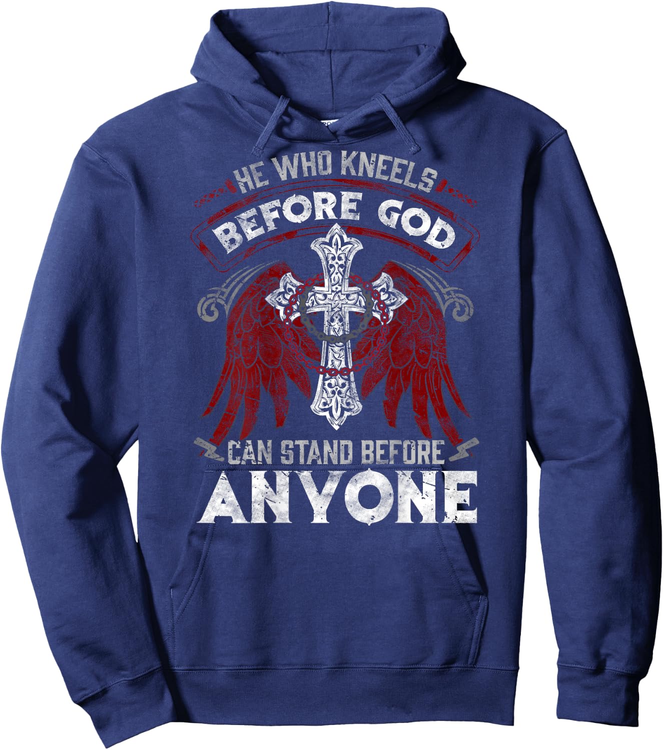 Christian Biker Cross Motorcycle Jesus Saved Born Again Wing Hoodie - Hoodie | Navy