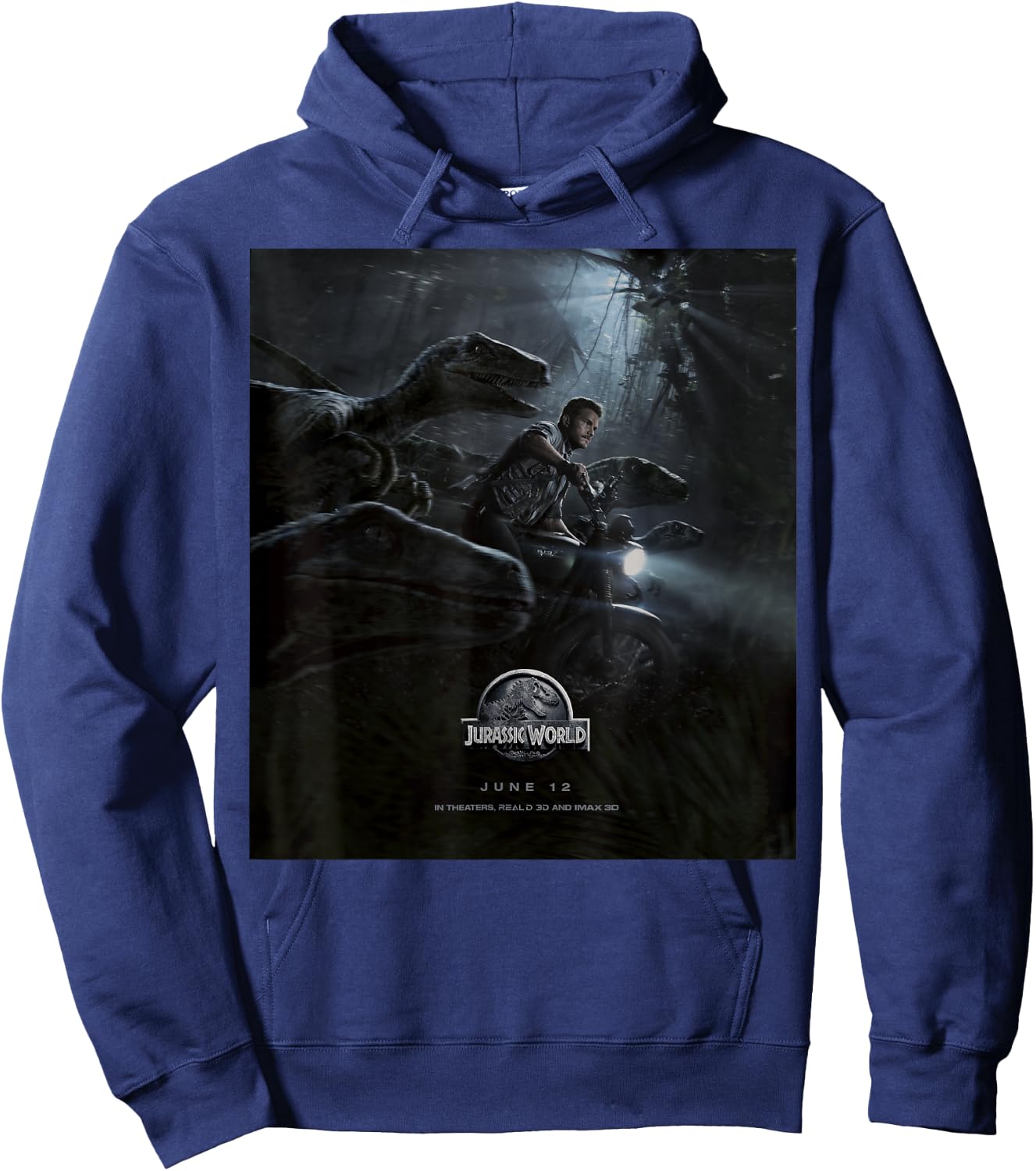 Jurassic World Owen Ride Raptor Movie Poster Graphic Hoodie - Hoodie | Navy