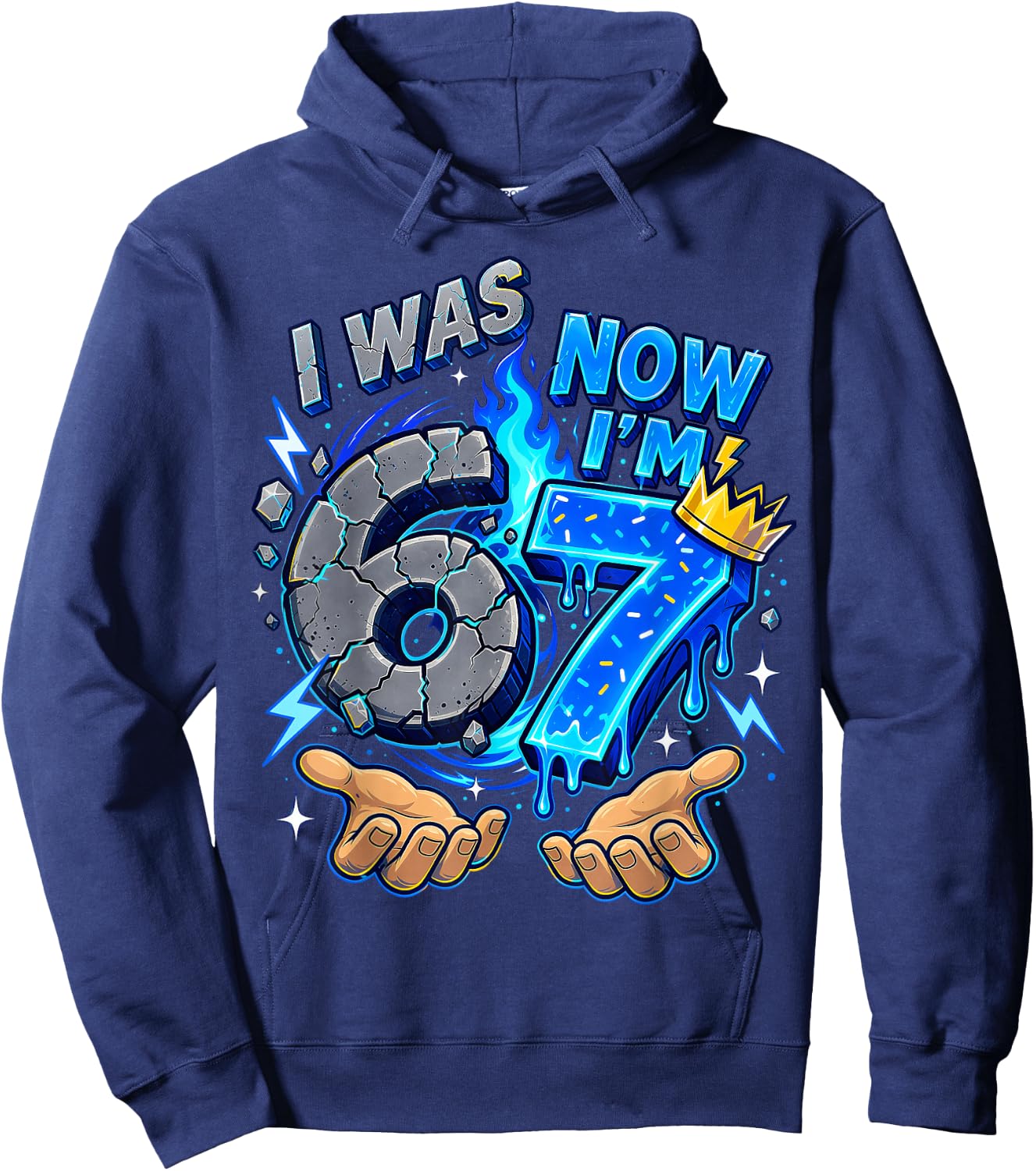 I was 6 Now I'm 7 Year Old 7th Birthday 6 7 Boys Kids Hoodie - Hoodie | Navy