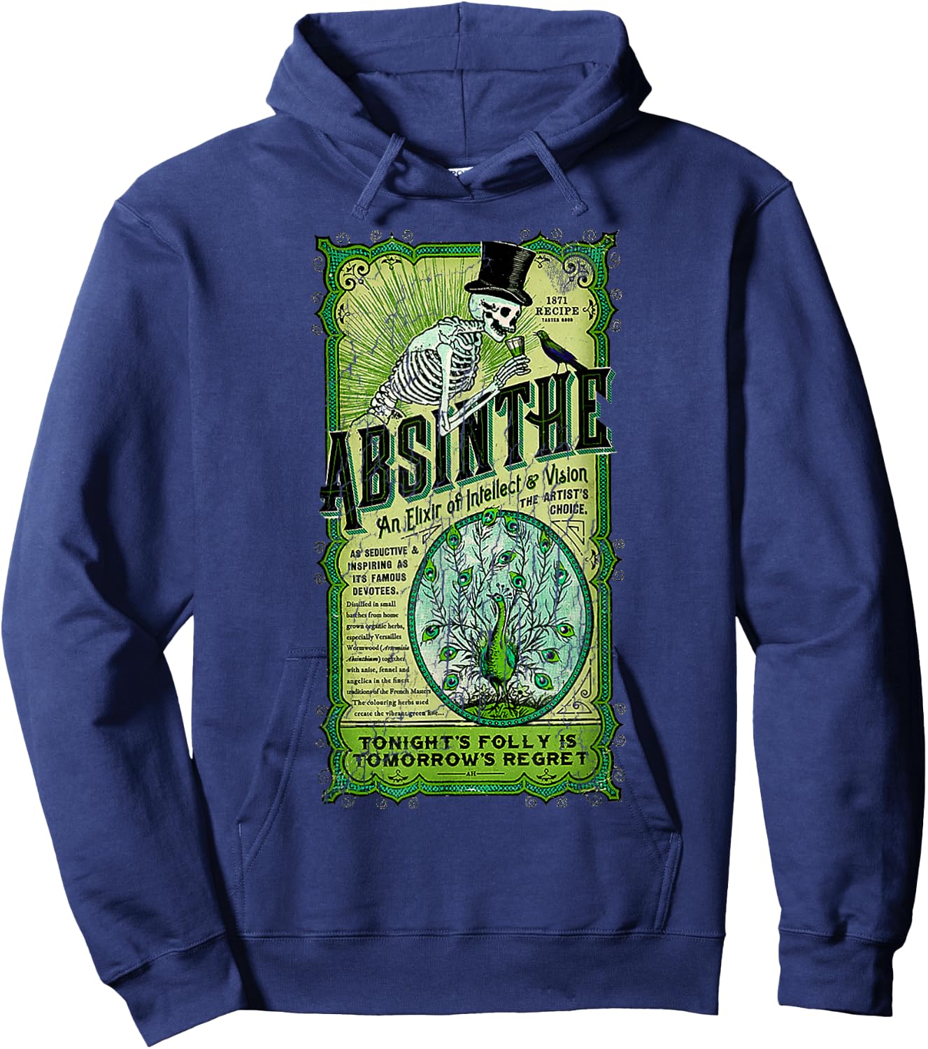 Absinthe an Elixir of Intellect and Vision Vintage Hoodie - Hoodie | Navy