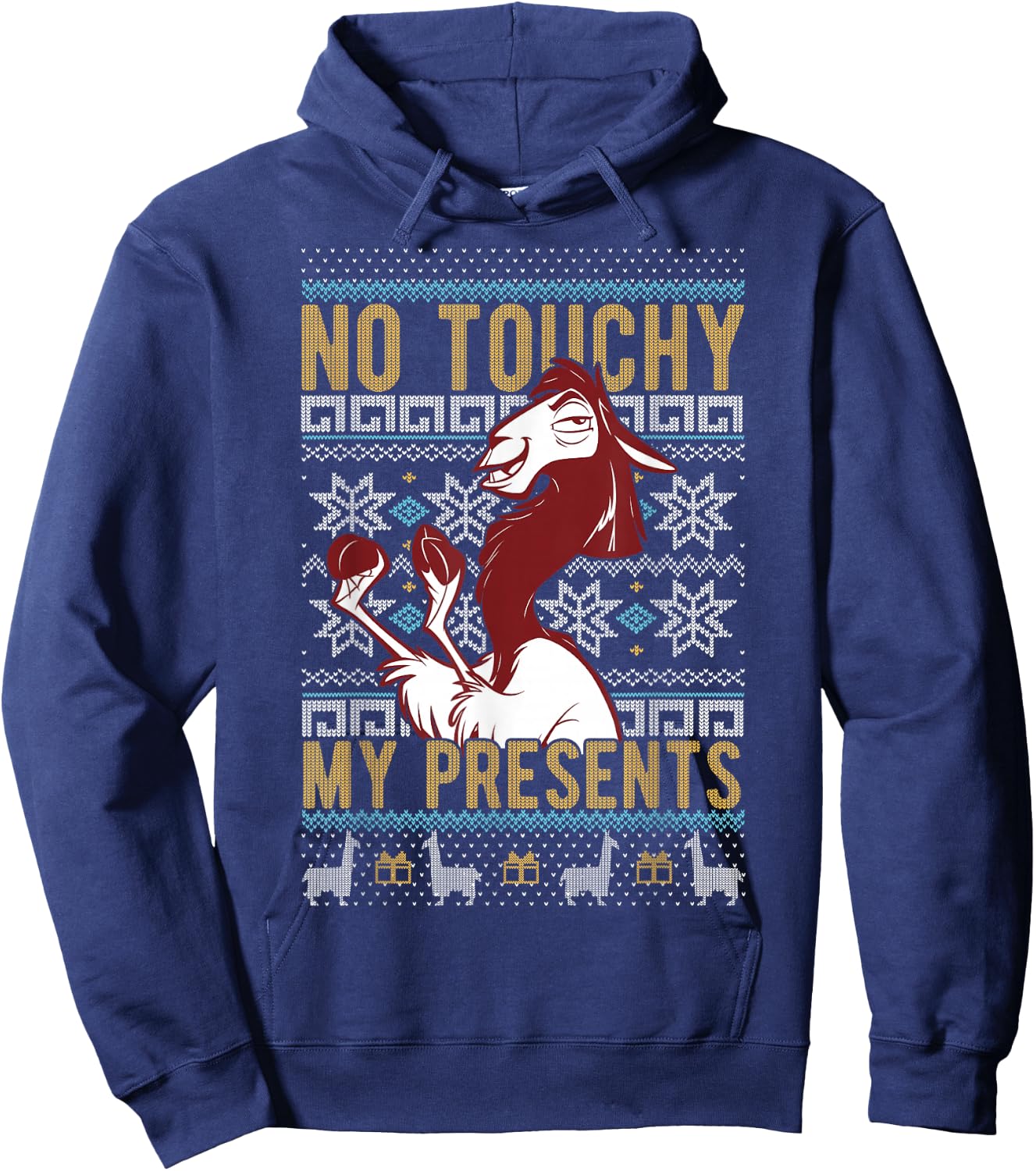 Disney Emperor's New Groove Kuzco No Touchy Ugly Christmas Hoodie - Hoodie | Navy
