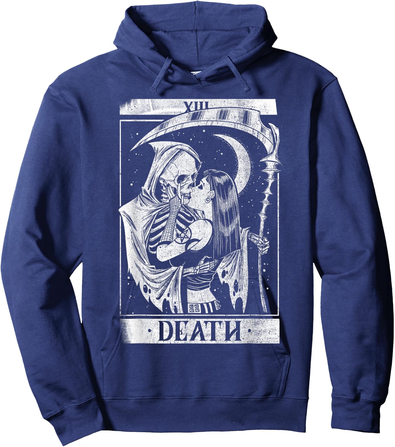 Blackcraft Vintage Death The Reaper Kiss Tarot Card Hoodie - Hoodie | Navy
