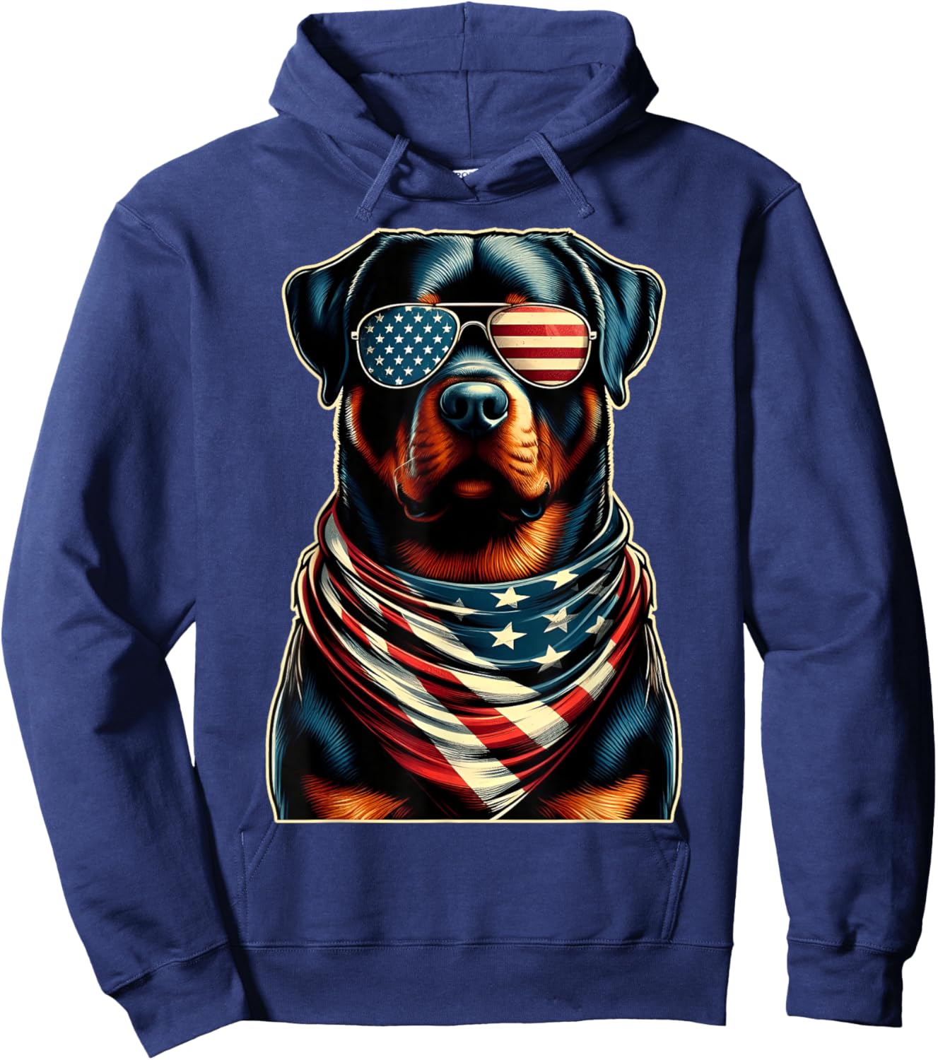 USA Flag Rottweiler Funny Fourth of July Women Men Kids Hoodie - Hoodie | Navy