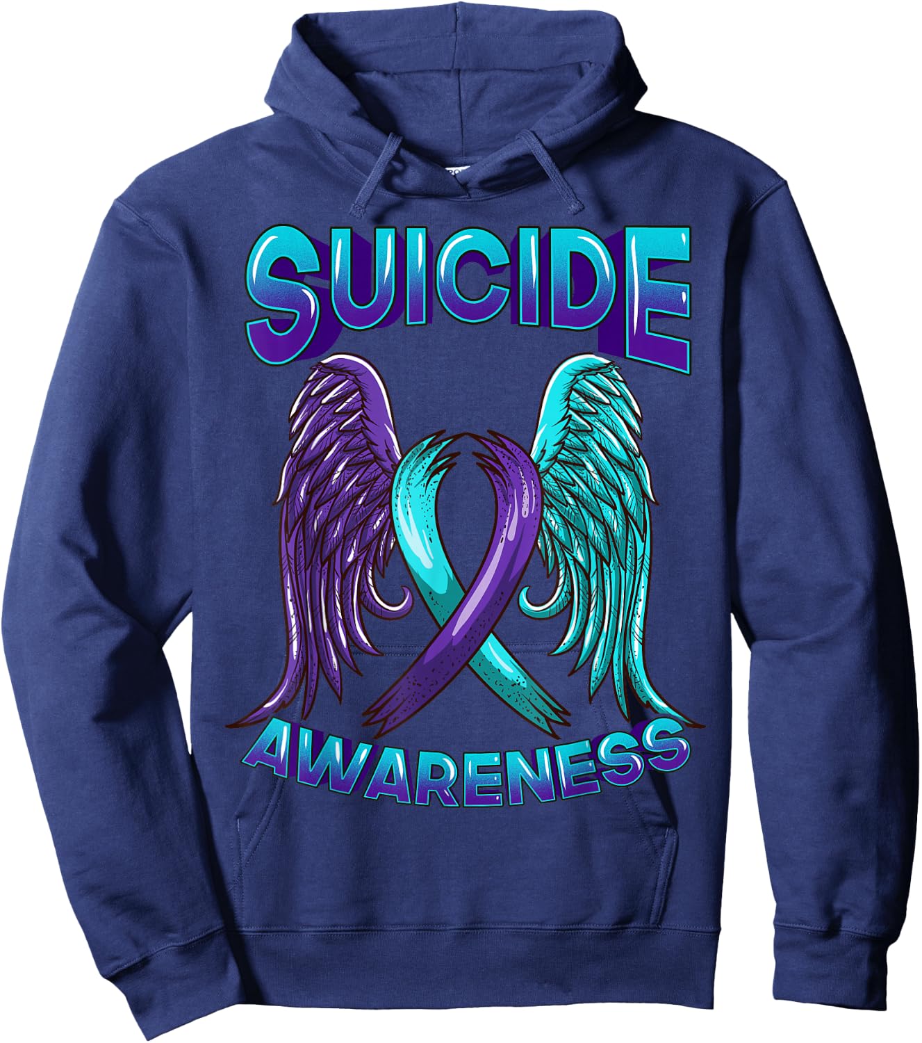 Suicide Awareness Ribbon With Wings Suicide Survivor Hoodie - Hoodie | Navy