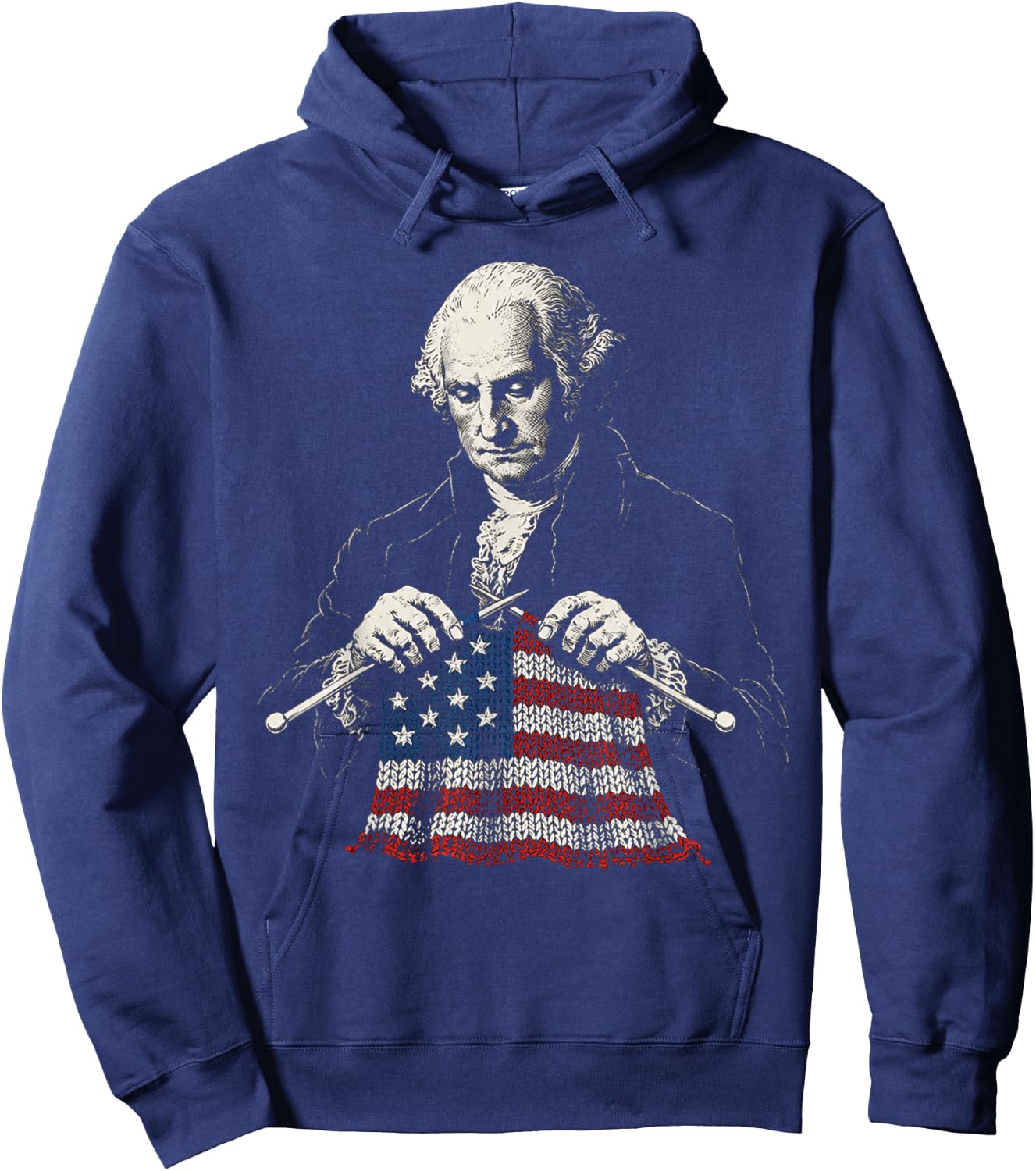 George Knitting America Flag Patriotic Art Hoodie - Hoodie | Navy