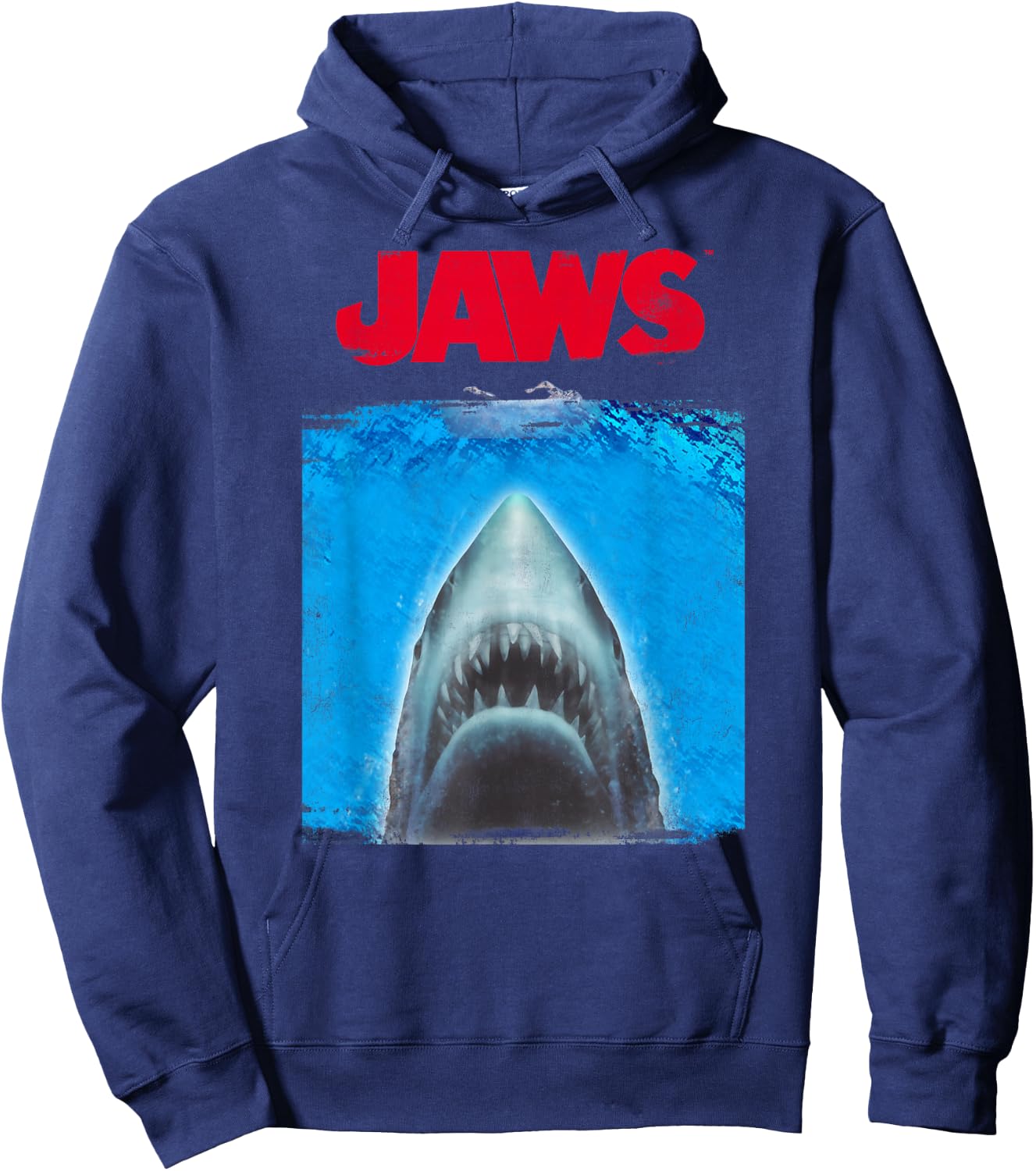 Jaws Silhouette Graphic Hoodie - Hoodie | Navy