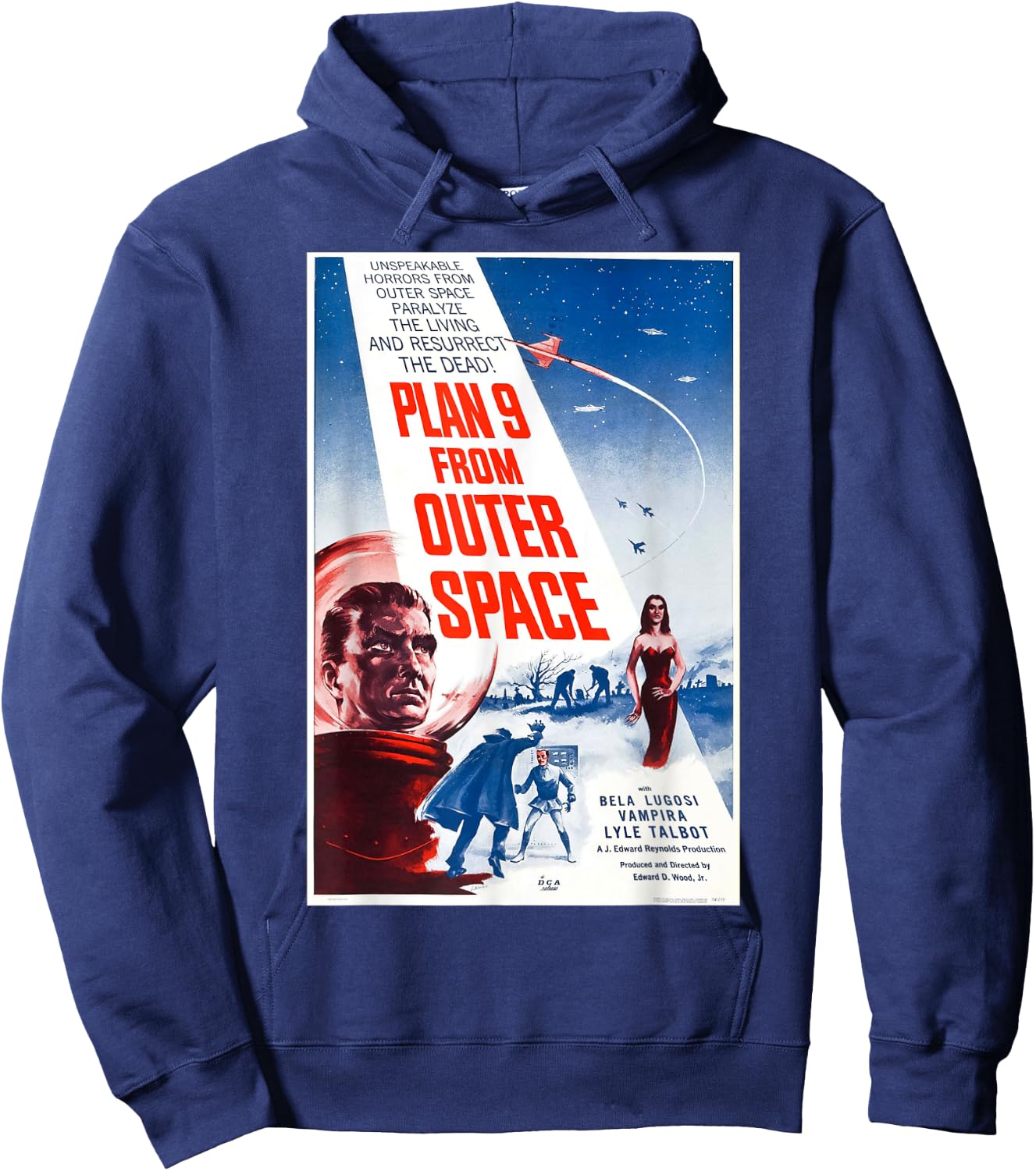 Plan 9 From Outer Space Vintage Poster Hoodie - Hoodie | Navy