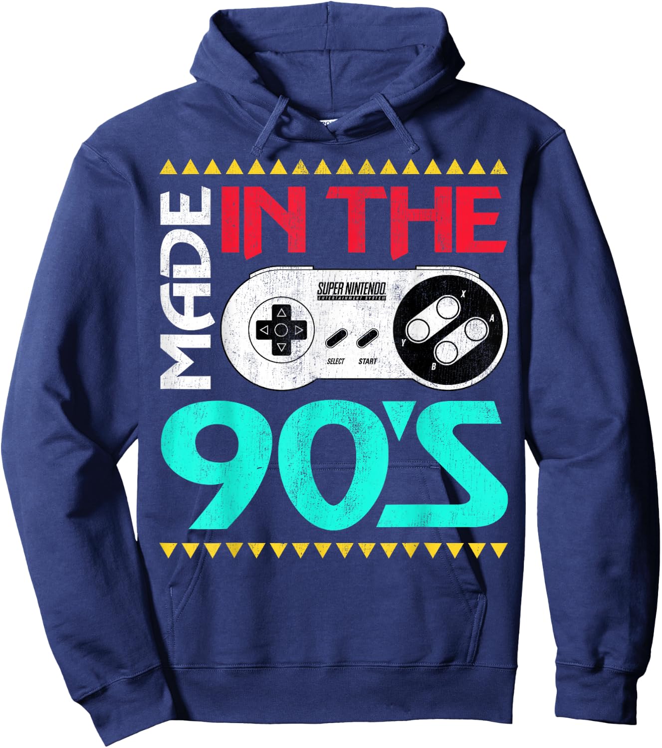 Nintendo SNES Controller Made In The 90's Graphic Hoodie - Hoodie | Navy