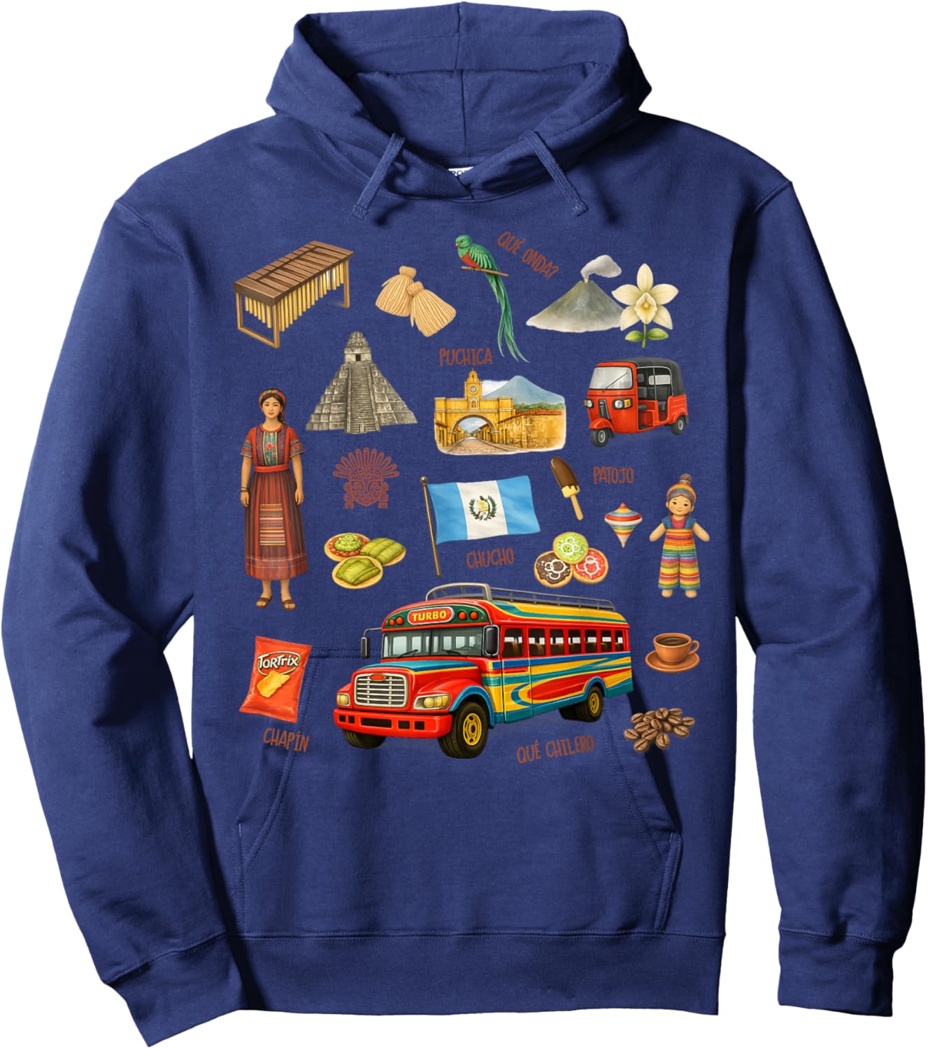 Guatemalan Slang Guatemala Graphic Hoodie - Hoodie | Navy