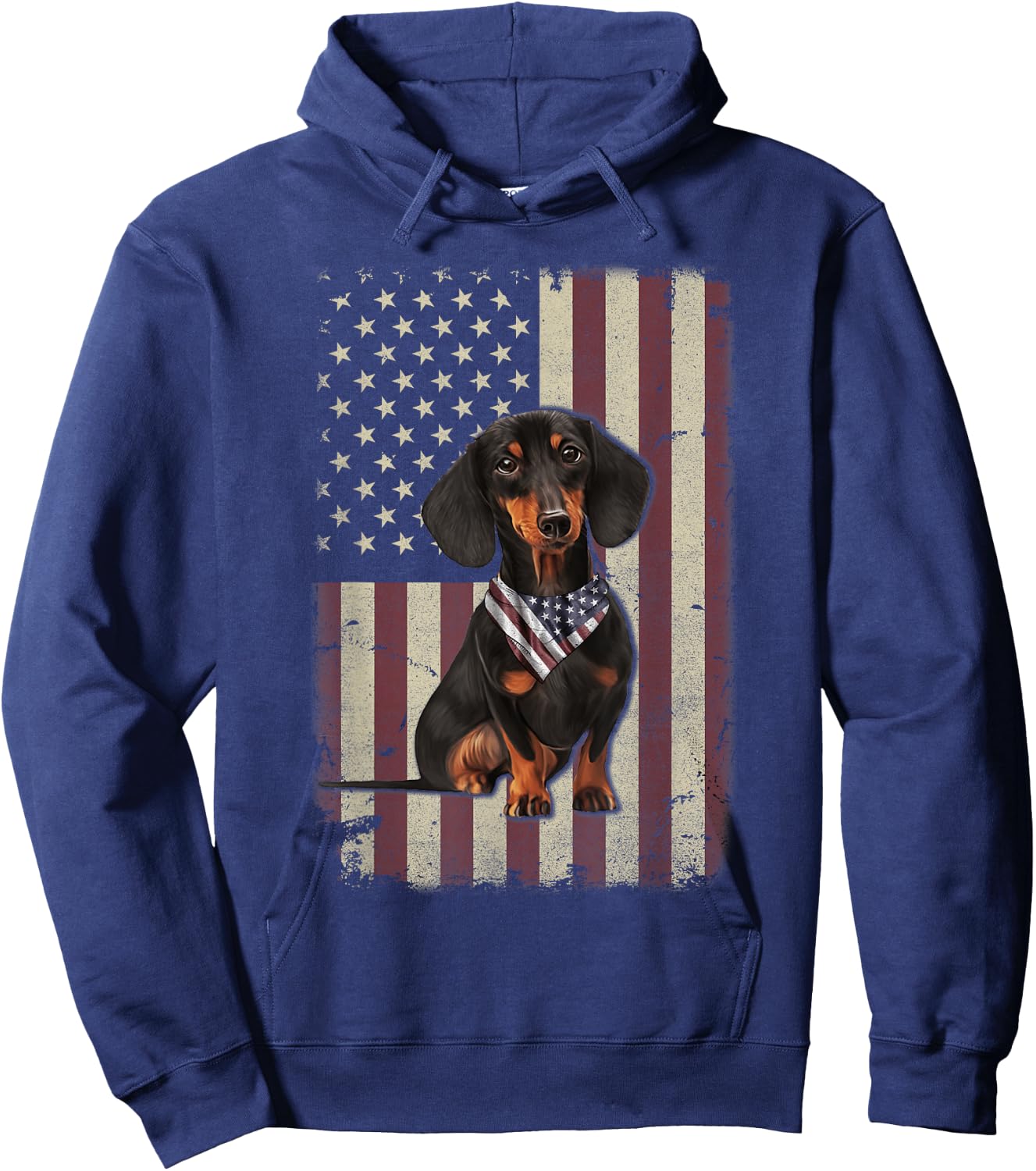Dachshund American Flag Bandana 4th of July Gifts Hoodie - Hoodie | Navy