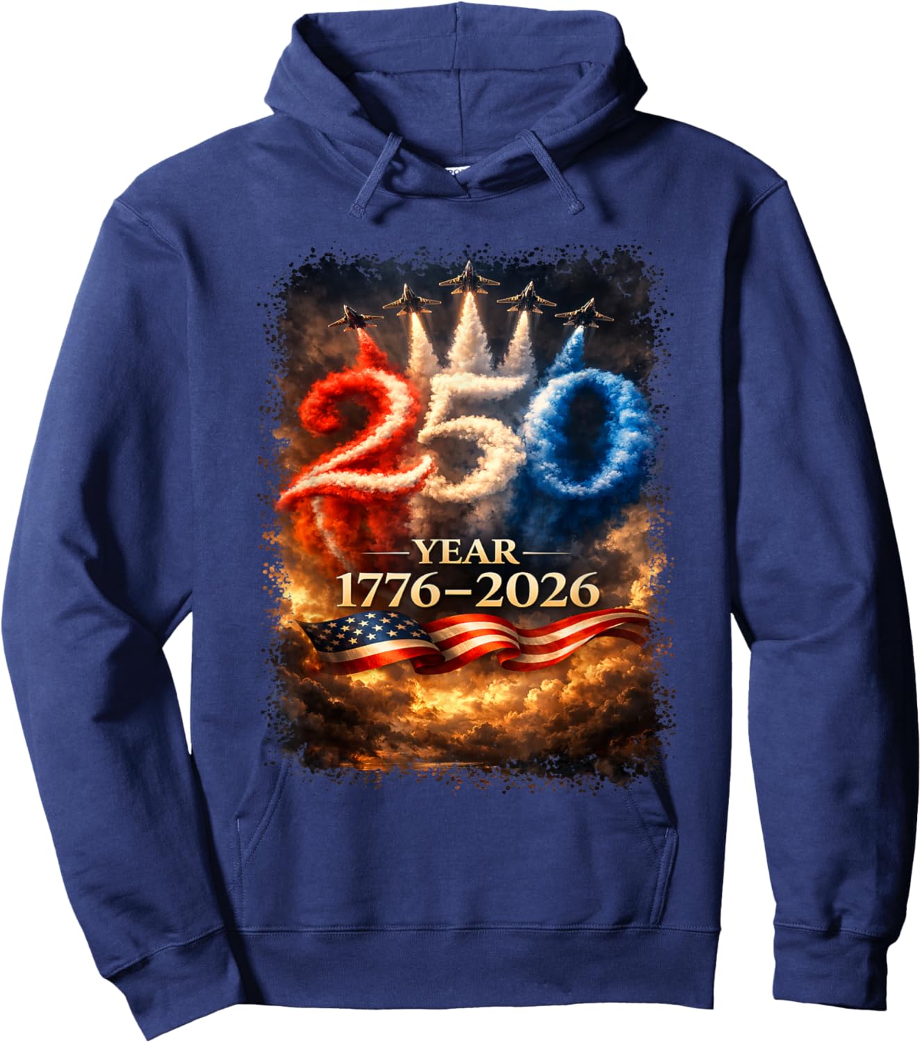 250 Years of American Pride Patriotic Celebration 4th July Hoodie - Hoodie | Navy