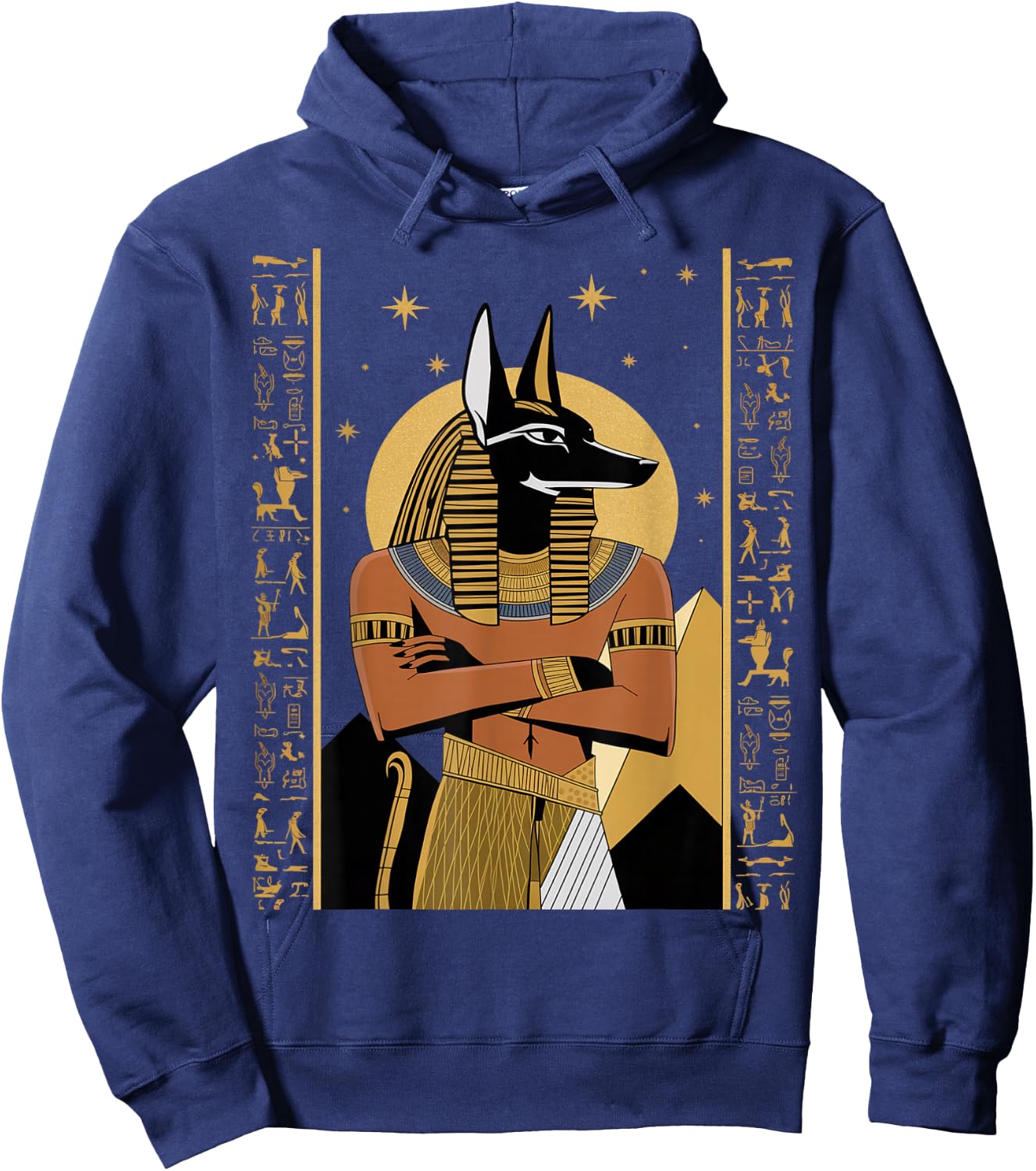 Anubis Egyptian Hieroglyphs Hoodie - Hoodie | Navy