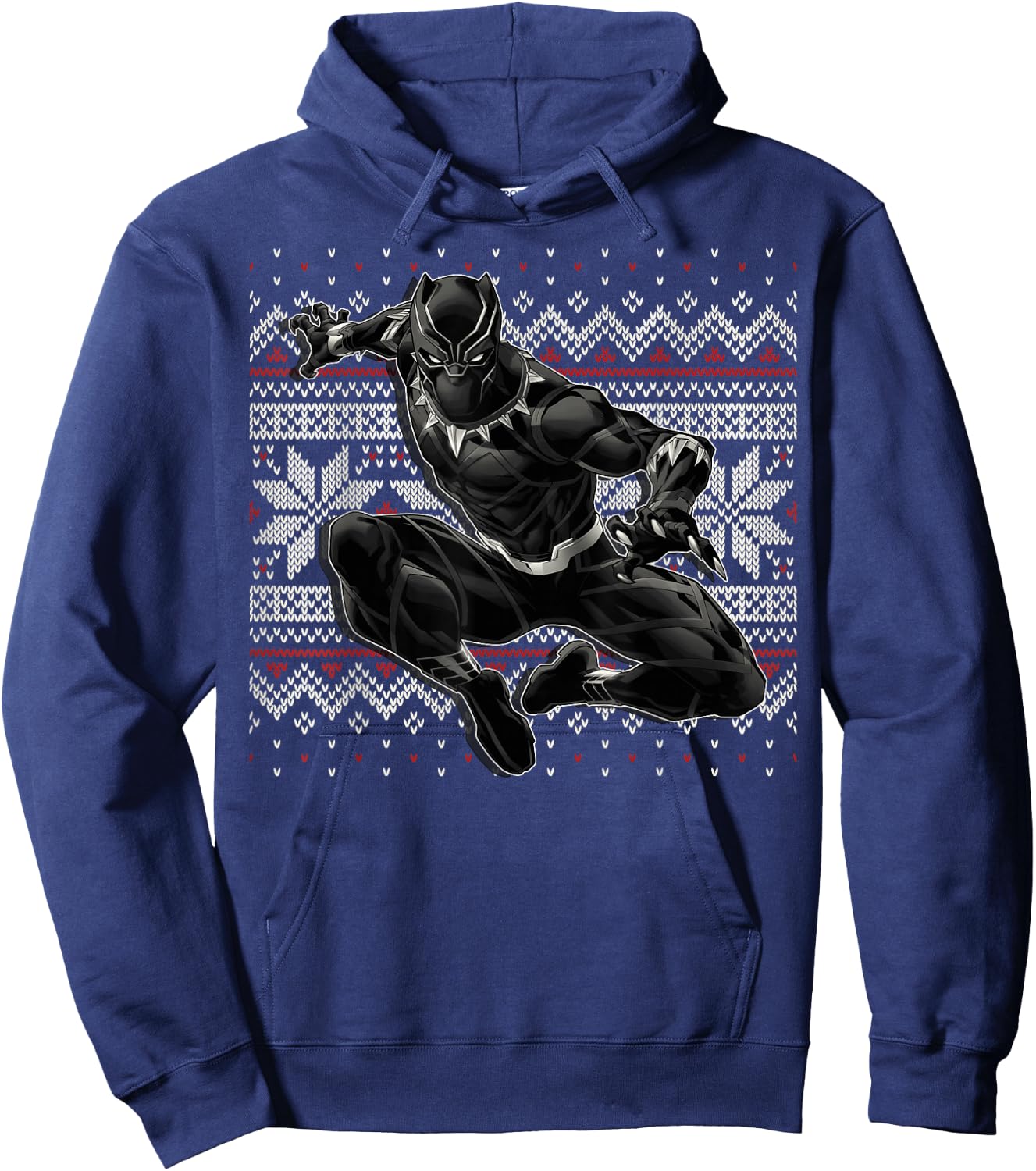 Marvel Black Panther Crouch Ugly Christmas Sweater Hoodie - Hoodie | Navy