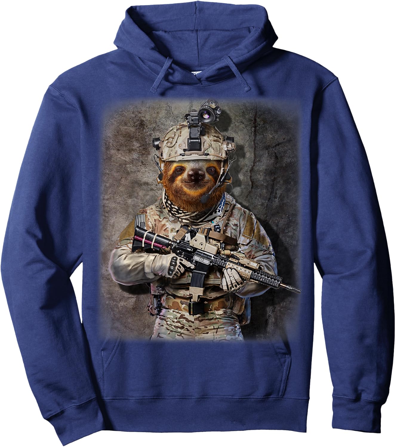 Giant Sloth as Army Commando in Full Tactical Gear Hoodie - Hoodie | Navy