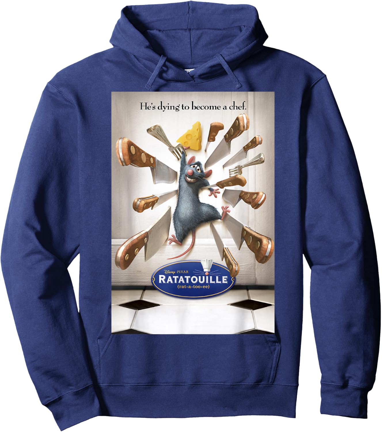 Disney Pixar Ratatouille He's Dying To Become A Chef Poster Hoodie - Hoodie | Navy