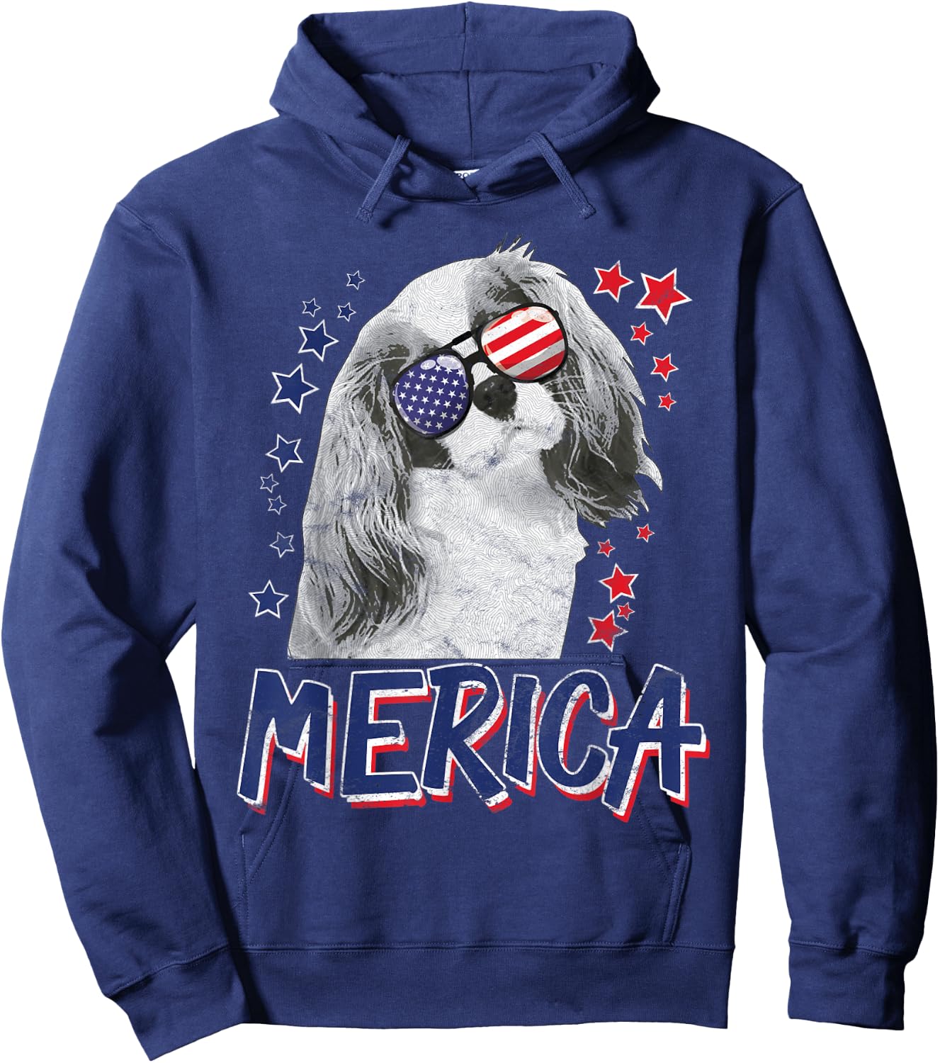Merica Cavalier King Charles Spaniel Dog 4th Of July USA Men Hoodie - Hoodie | Navy