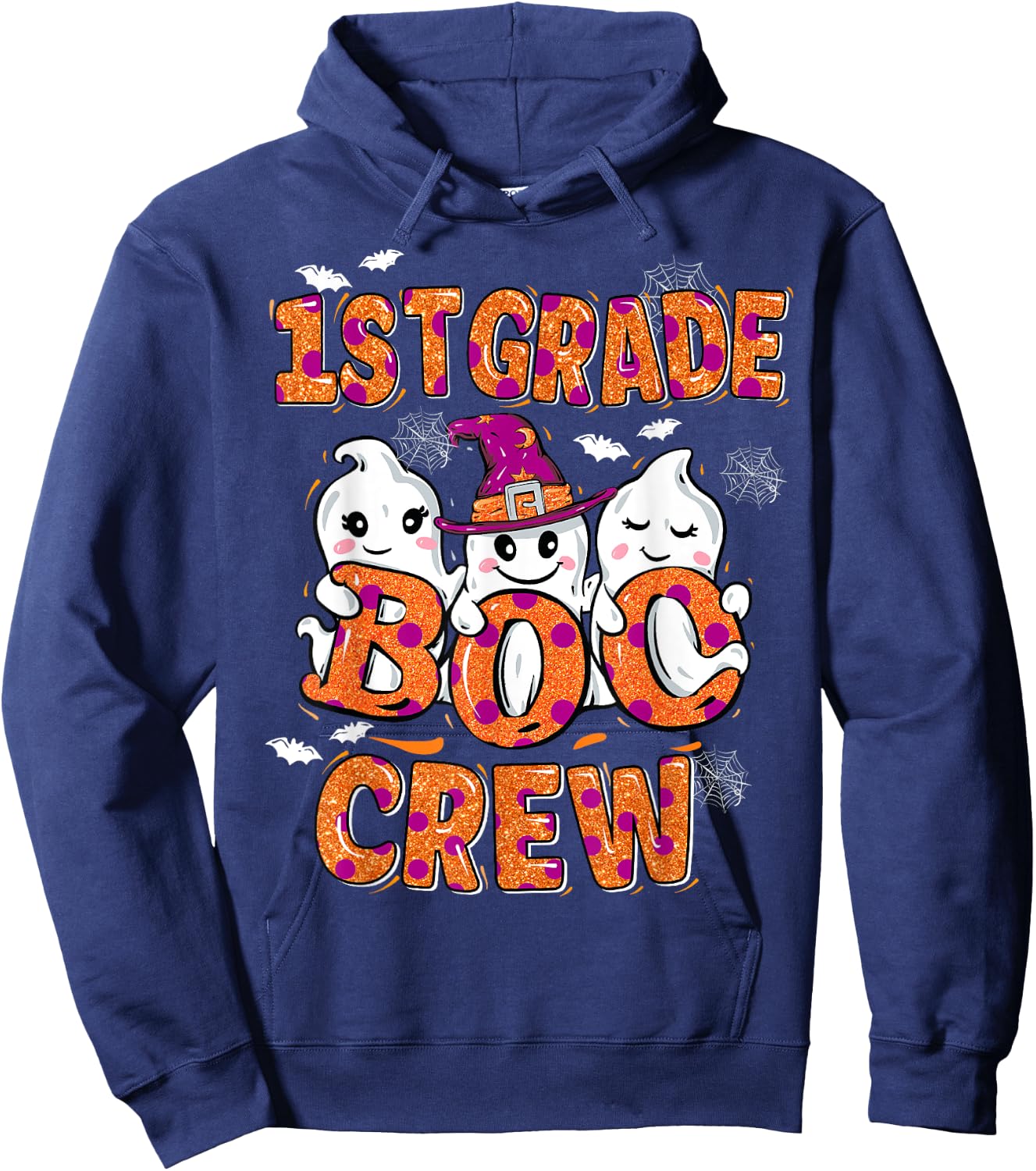 Retro 1st grade boo crew First Grade Kids Halloween Costume Hoodie - Hoodie | Navy
