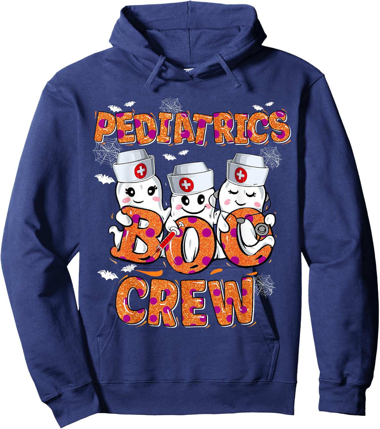 Pediatric Nurse shirt Halloween Pediatric Boo Crew Hoodie - Hoodie | Navy